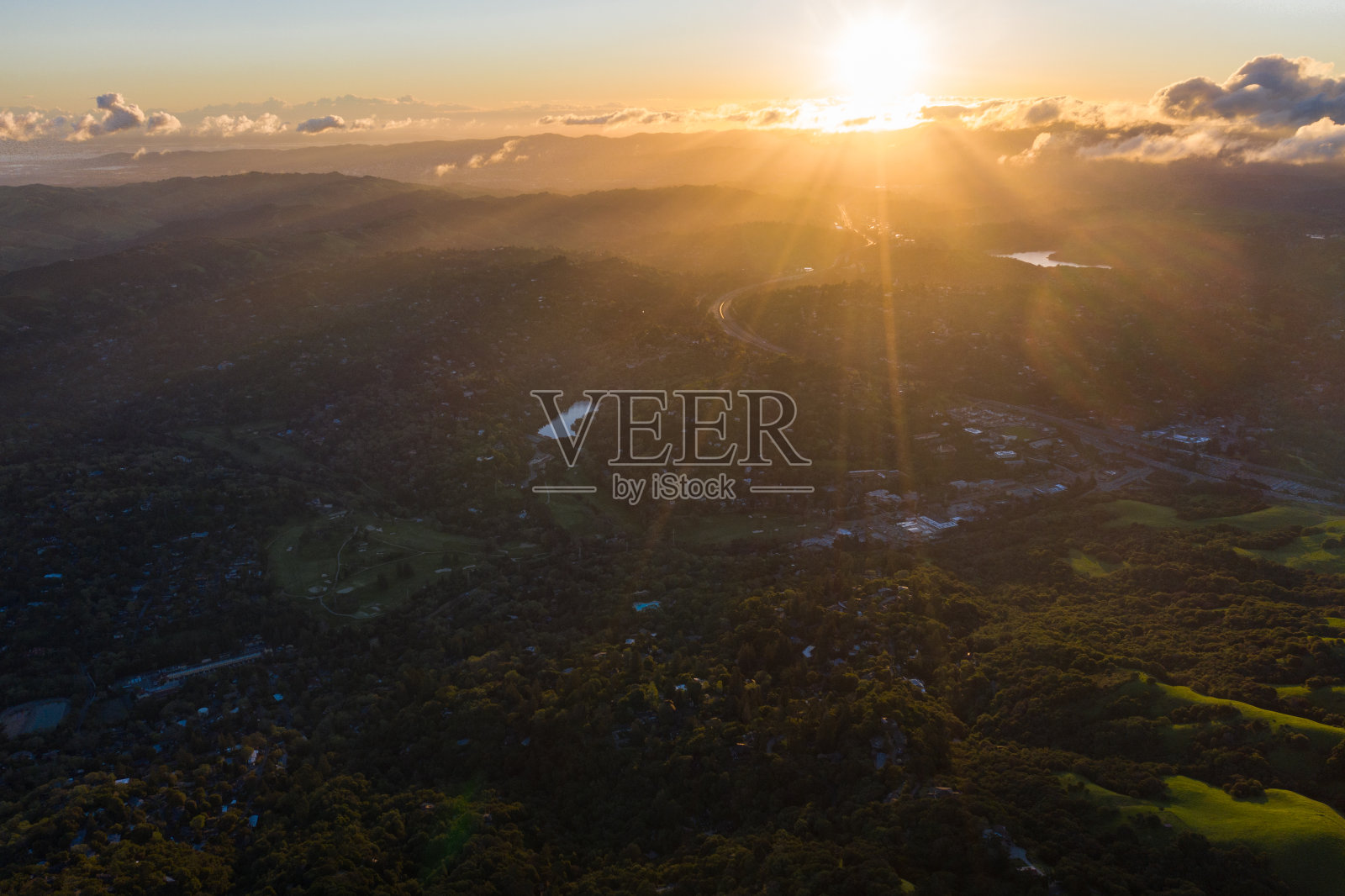 北加州日出鸟瞰图照片摄影图片