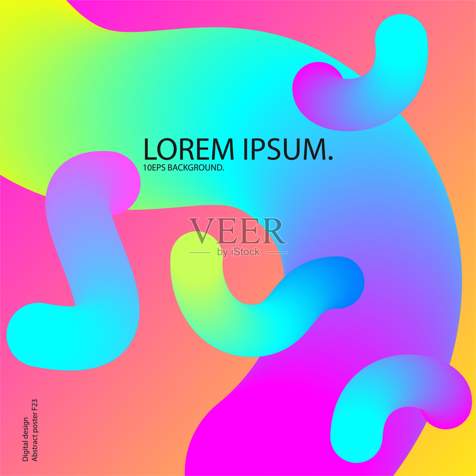 全息矢量梯度混沌元素背景。多色模糊背景与波浪形元素。时尚新潮的背景设计模板素材