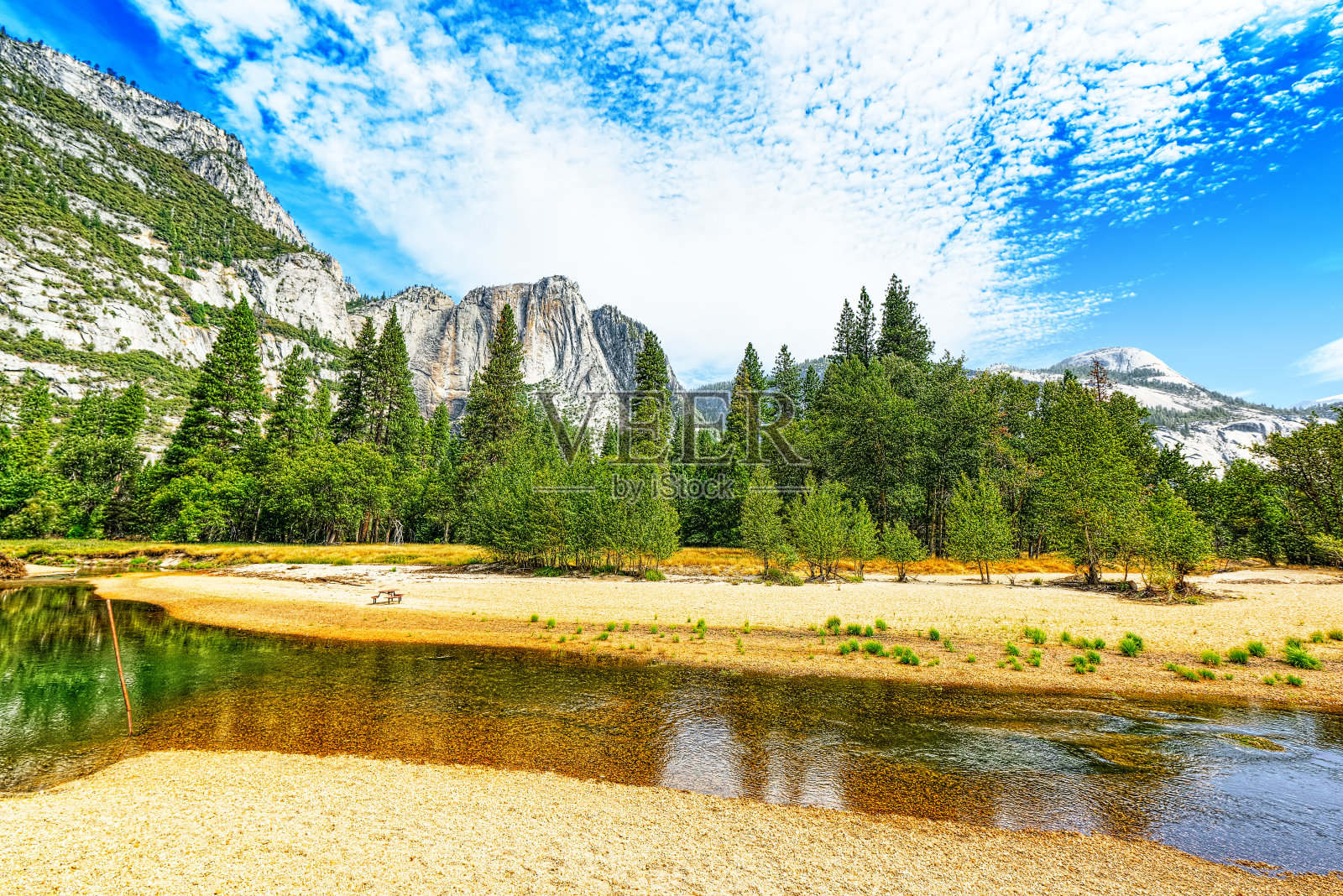 约塞米蒂山谷。壮丽的美国国家自然公园-约塞米蒂。照片摄影图片