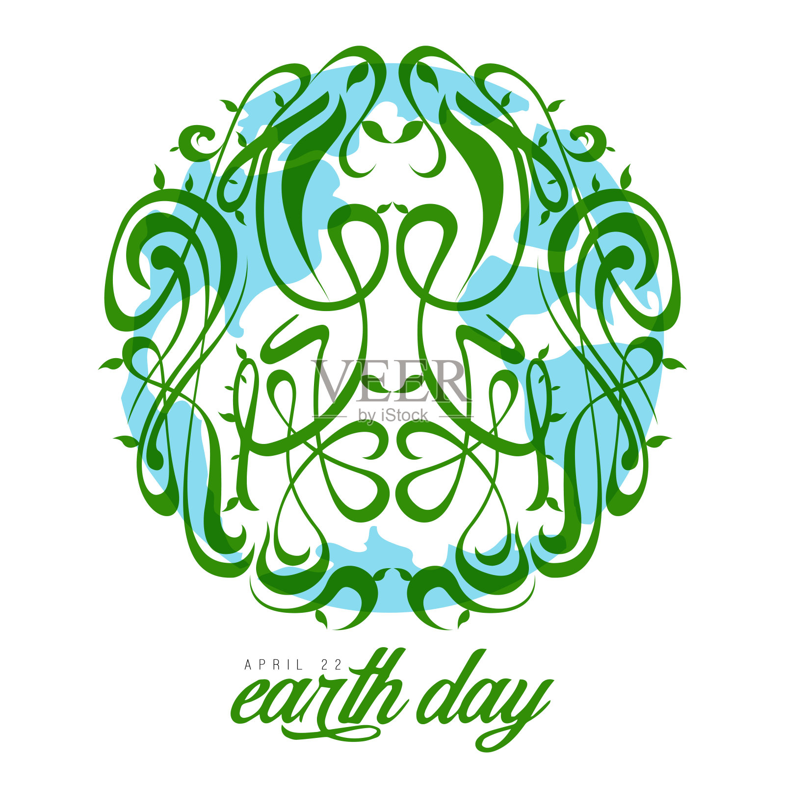 带着复古装饰的地球插画图片素材