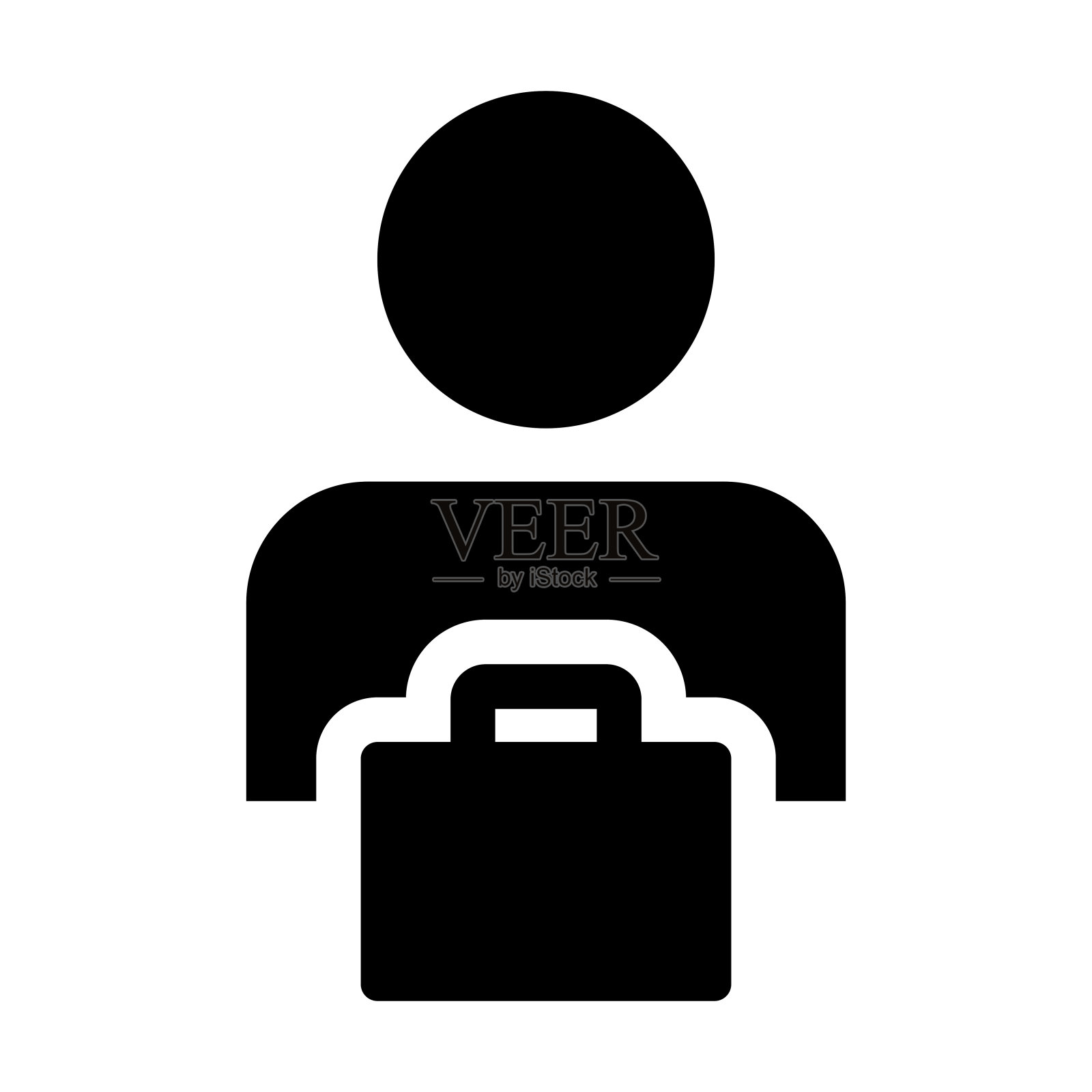 员工图标向量男性个人资料头像与袋符号的商务和金融在平面颜色字形象形图图标素材