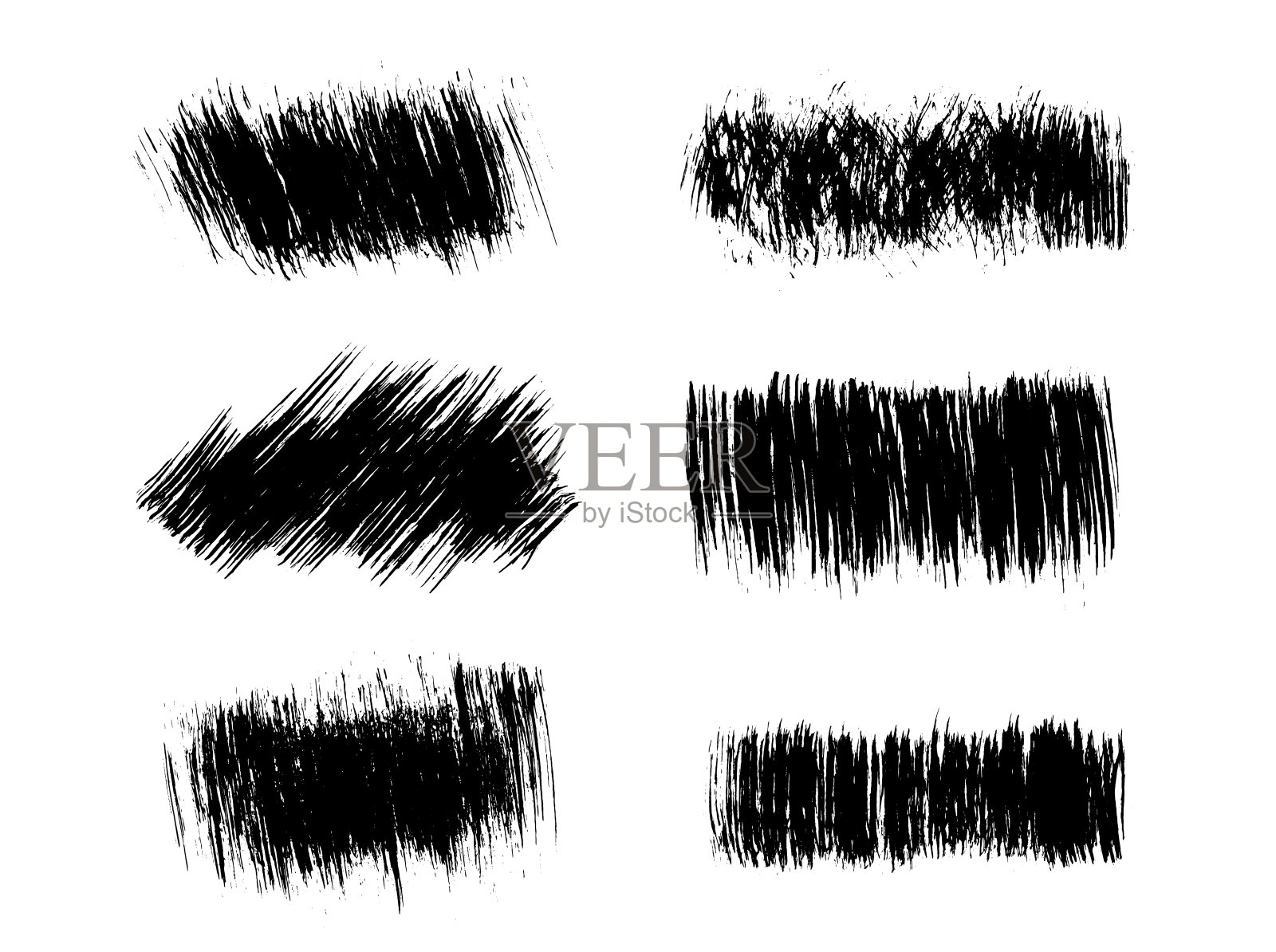 画笔笔触集手绘涂鸦抽象矢量插图。边框设计模板。设计元素图片