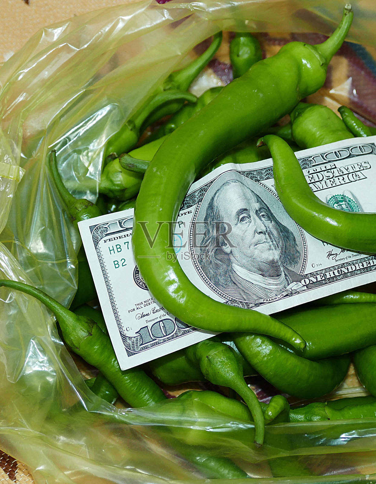 青椒和美元，世界青椒价格照片摄影图片