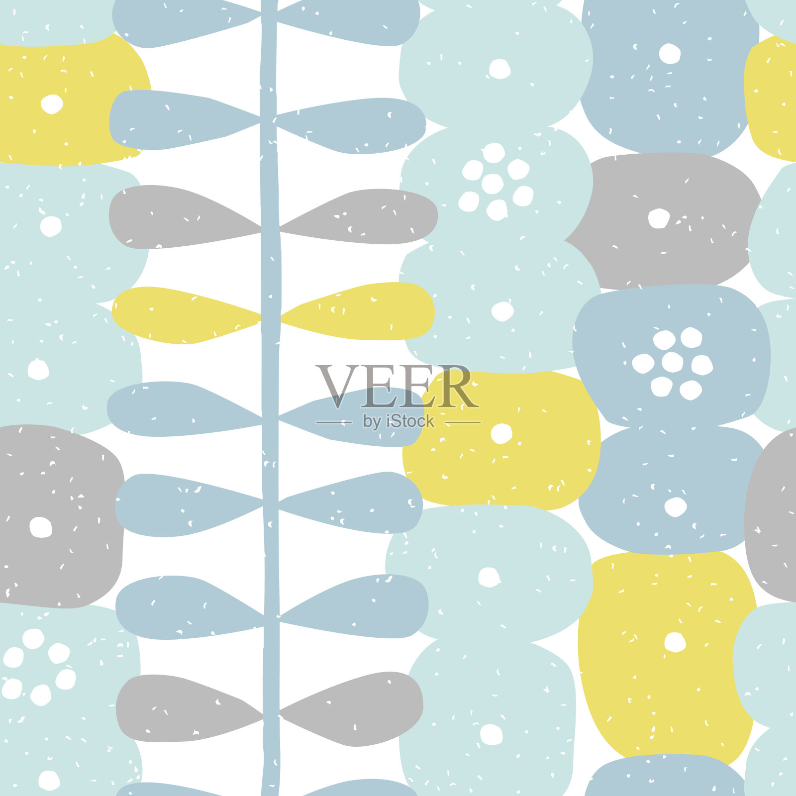 花无缝图案与手绘装饰在斯堪的纳维亚风格。插画图片素材