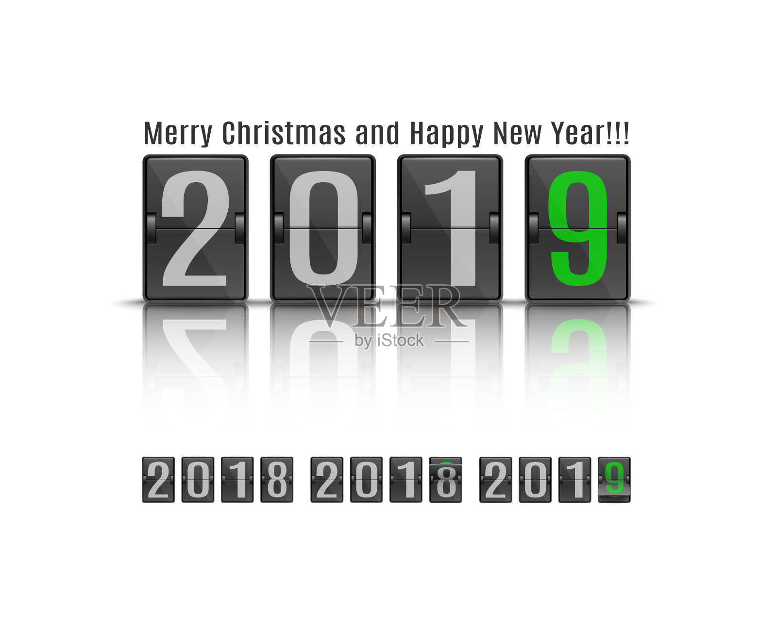 矢量插图2019年新年横幅模板与翻转机械记分牌在运动。设计模板素材