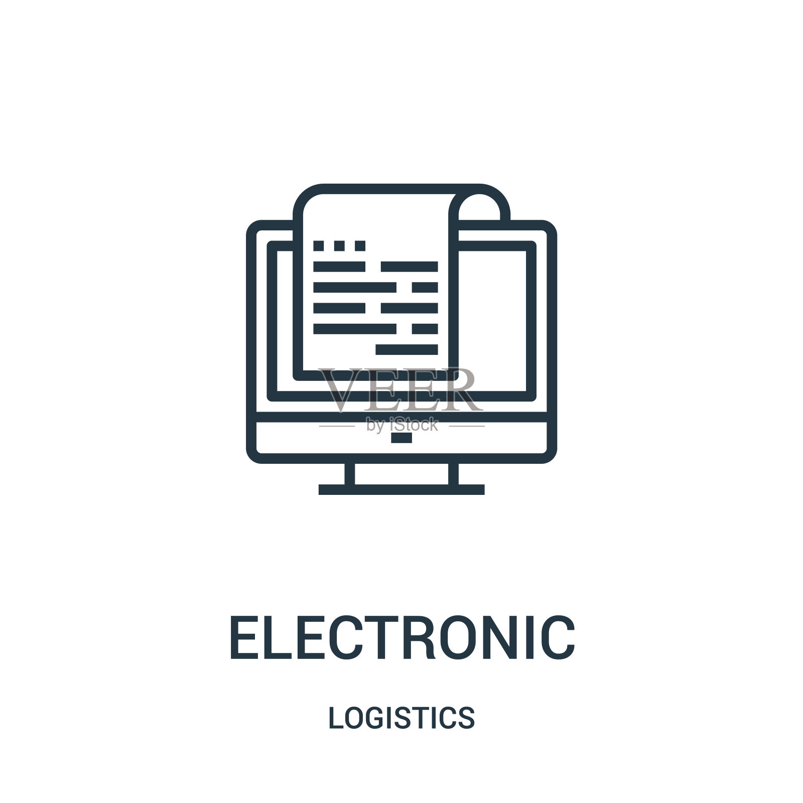 物流收集的电子图标矢量。细线电子轮廓图标矢量插图。线性符号用于网络和移动应用程序，标志，印刷媒体。插画图片素材