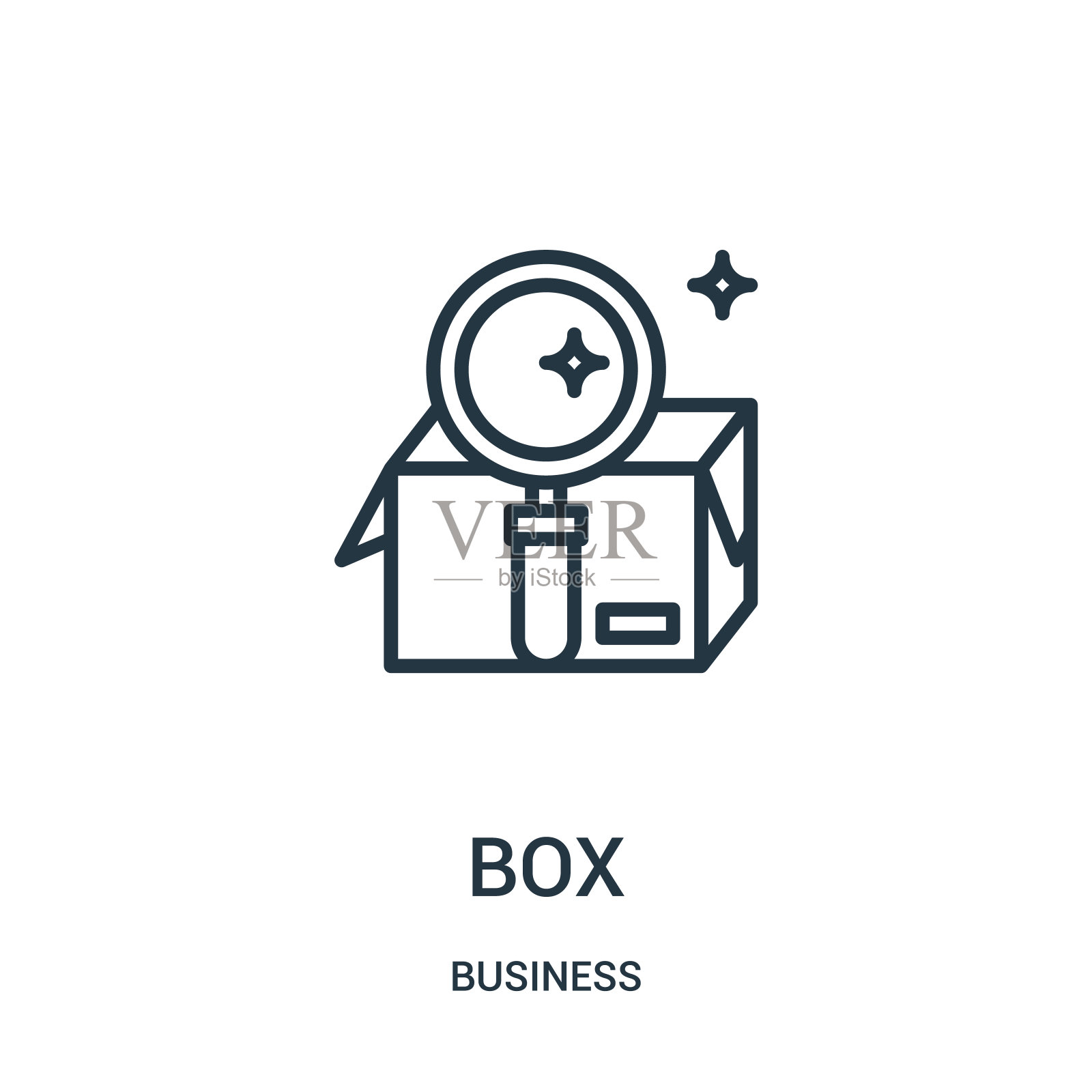 盒子图标矢量从业务集合。细线框轮廓图标矢量说明。线性符号用于网络和移动应用程序，标志，印刷媒体。图标素材