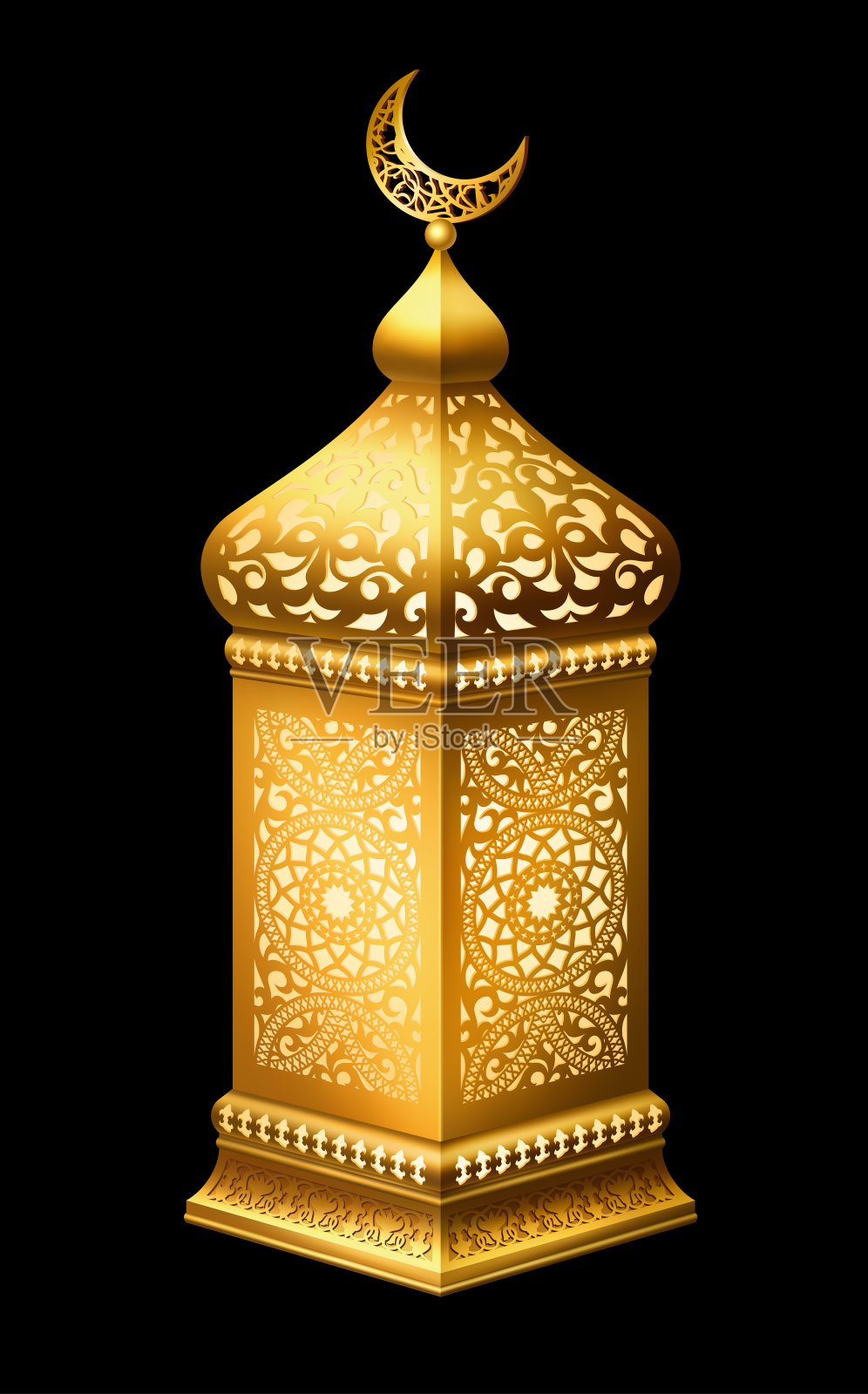 传统的金色白色灯饰插画图片素材