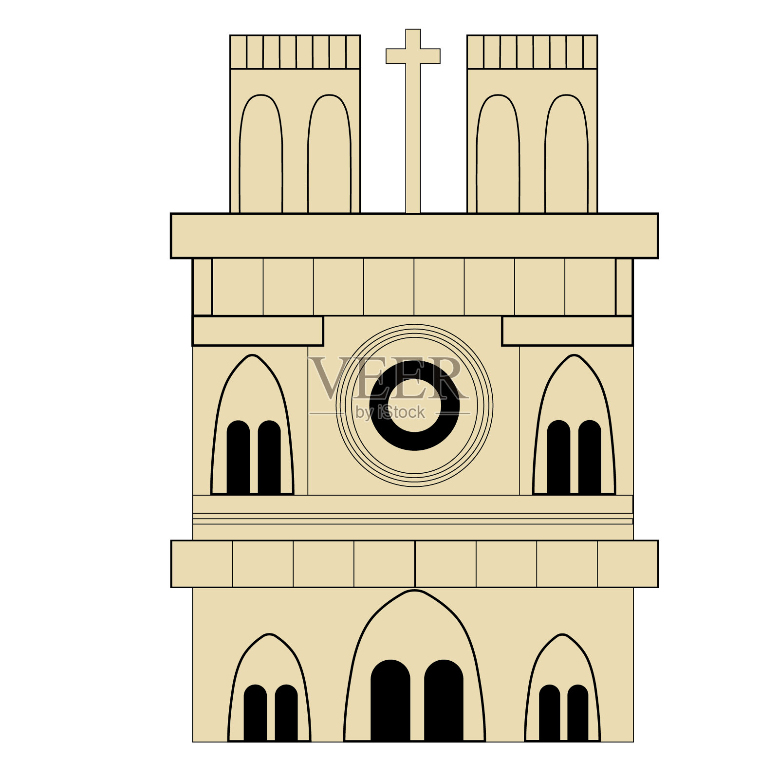 教堂平面插图上的白色设计元素图片
