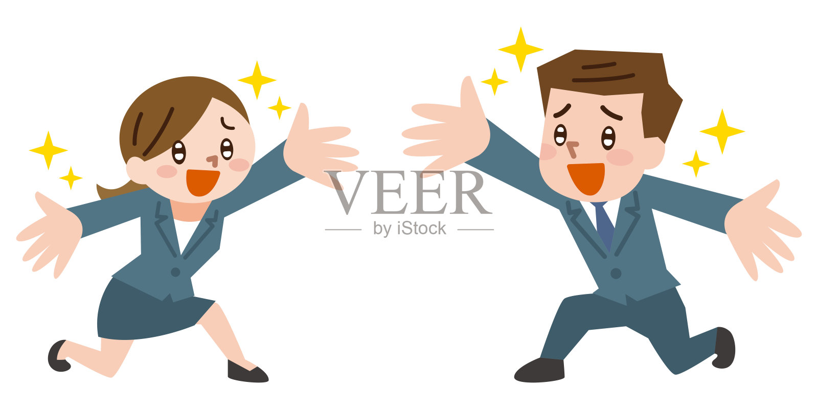 欢迎商人和女商人参加插画图片素材