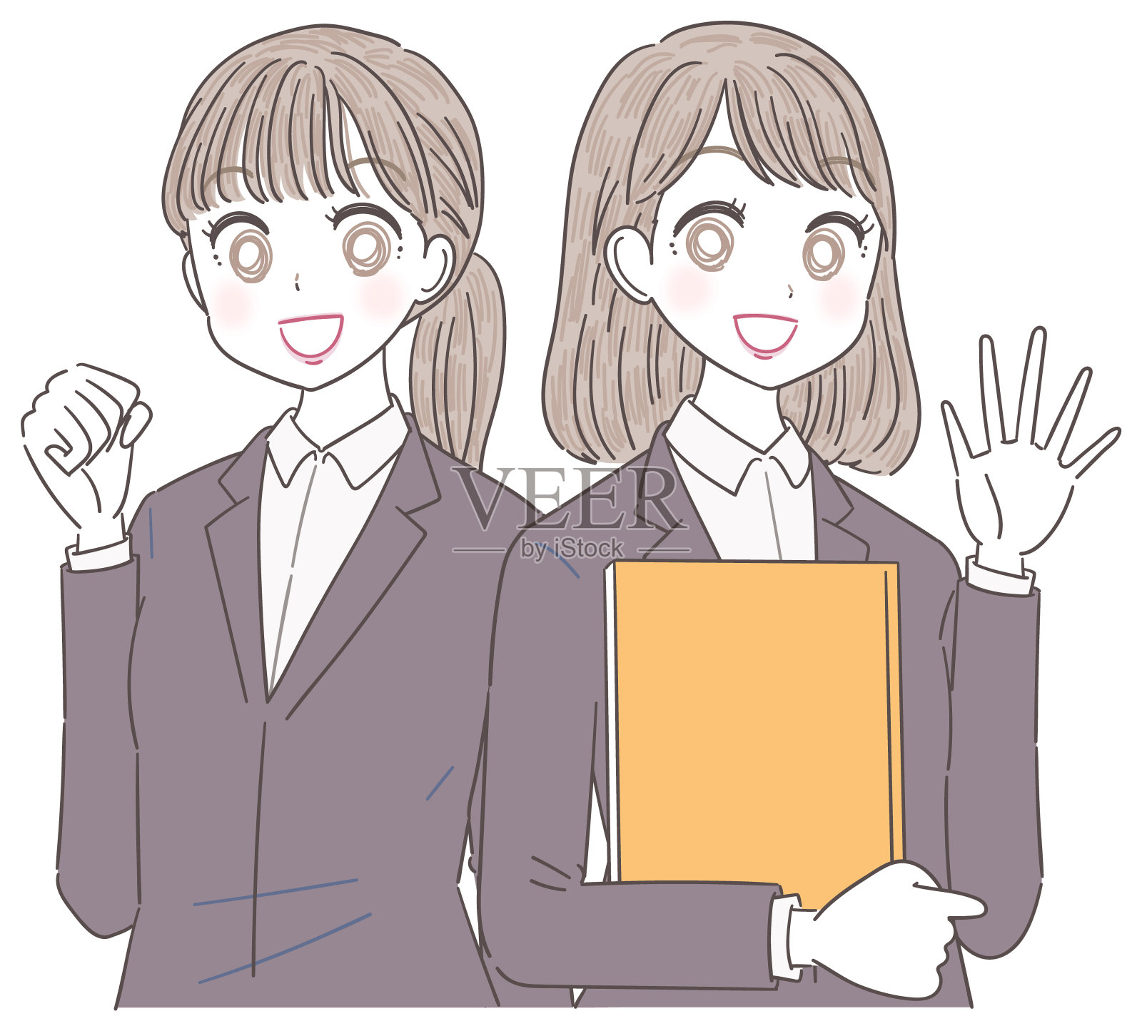 两位女商人很积极插画图片素材