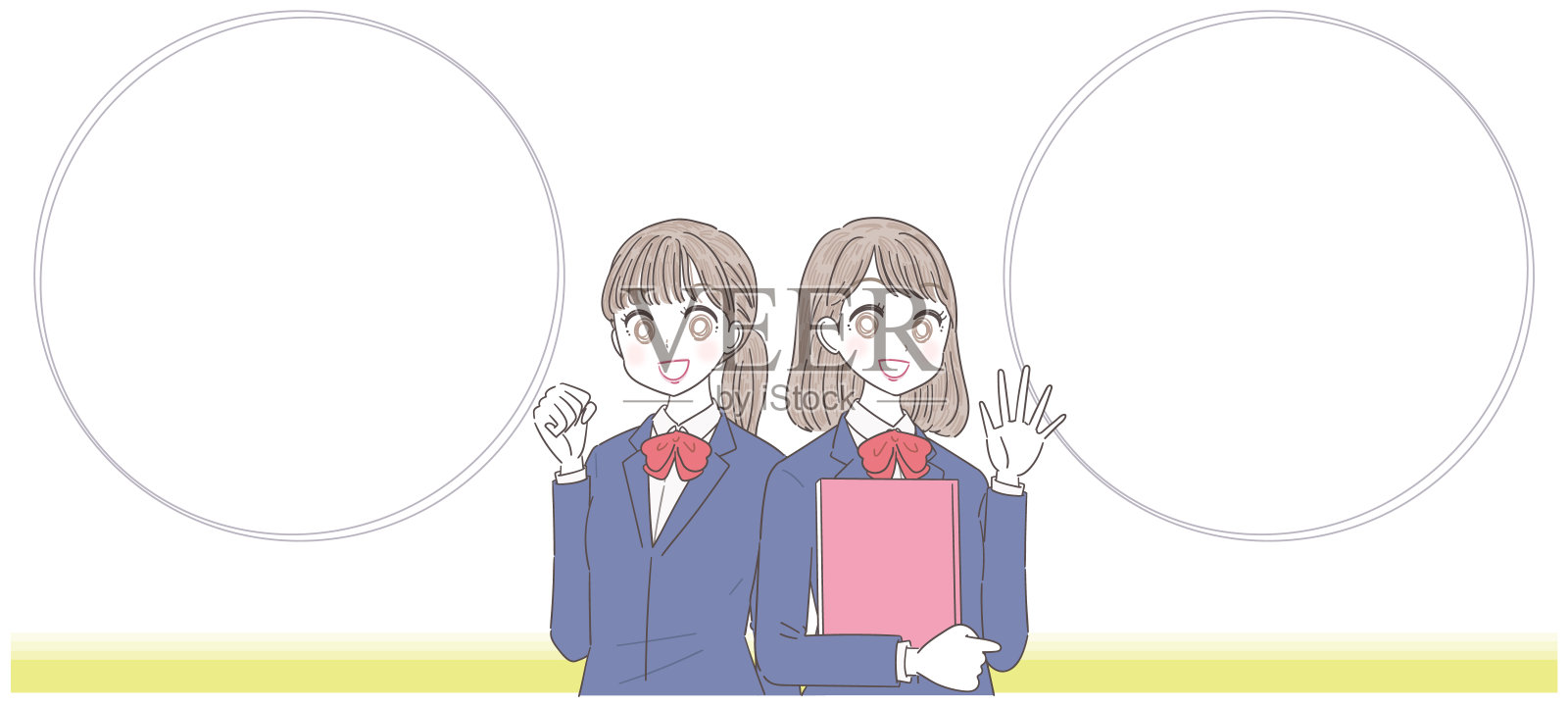 两个高中女生呈阳性。用气球插画图片素材