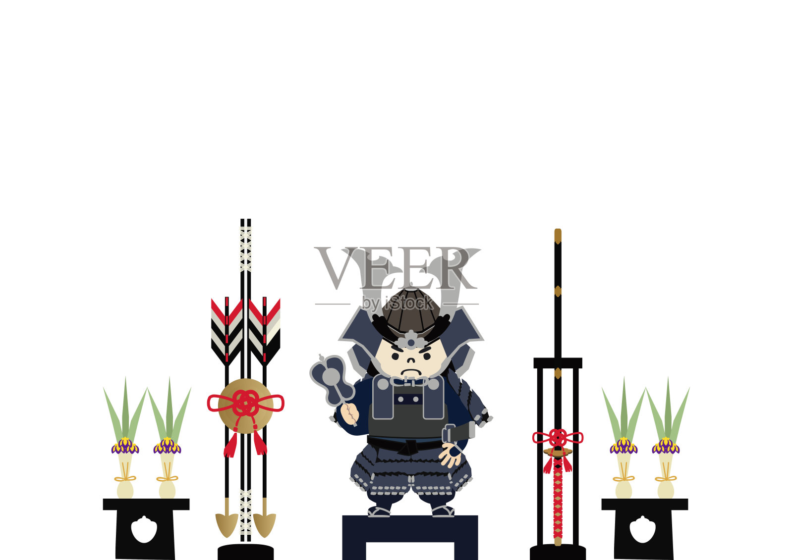 日本节日插画。季节性的节日。五一节的形象。象征着日本初夏的事件。五月节的护身符娃娃。设计模板素材