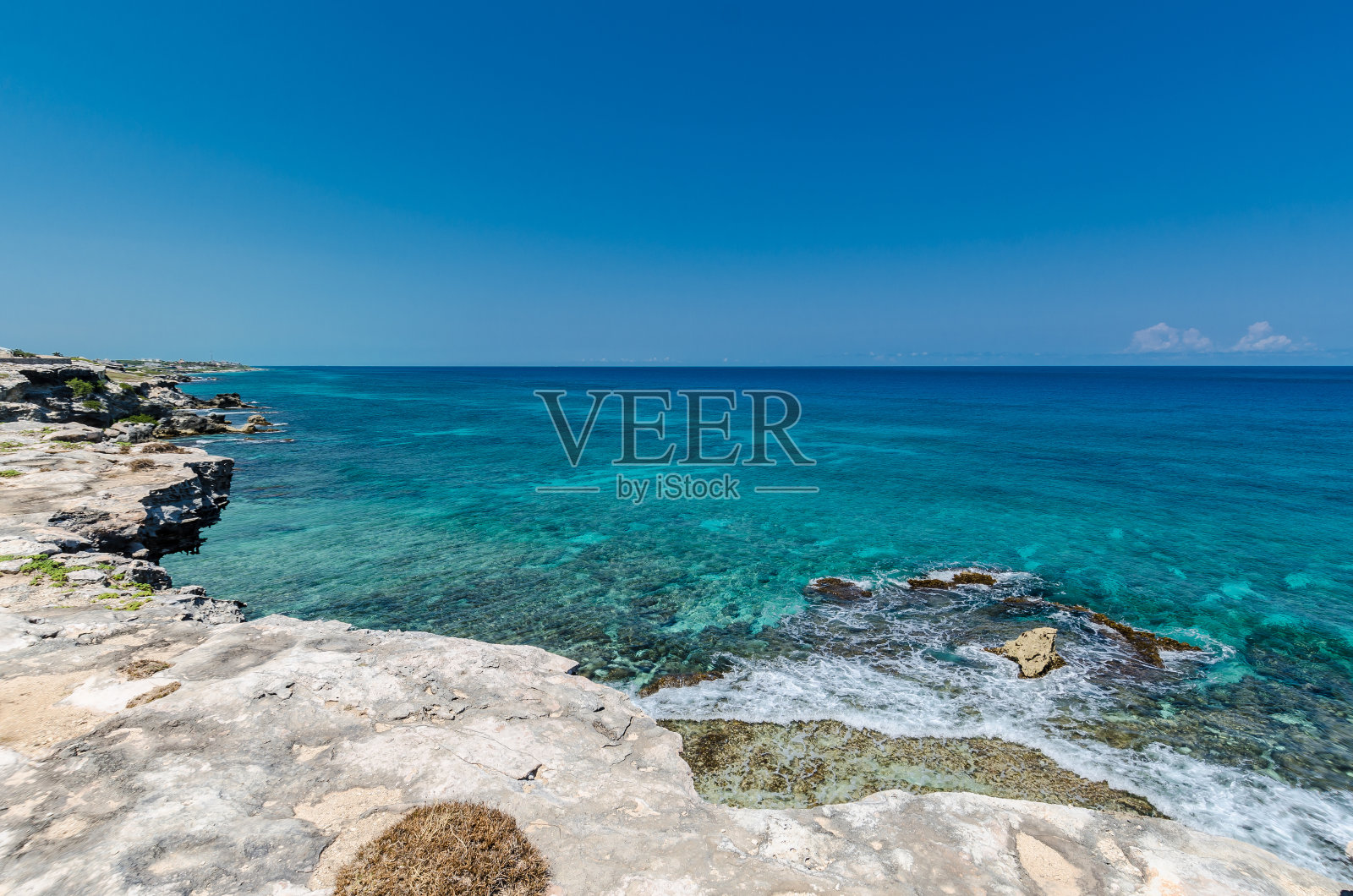 Isla Mujeres的风景，México，从悬崖上照片摄影图片