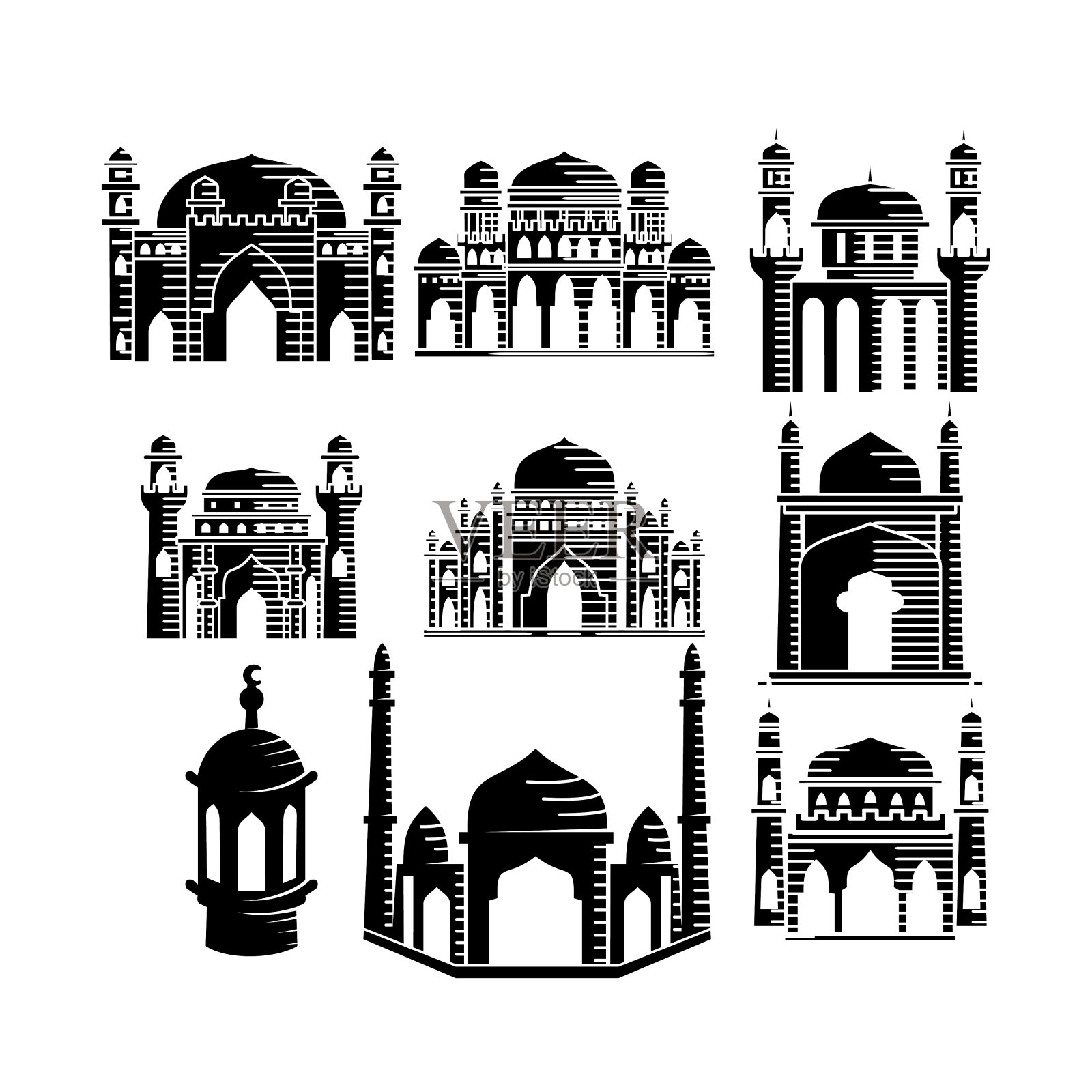 清真寺图标矢量插图设计模板集插画图片素材