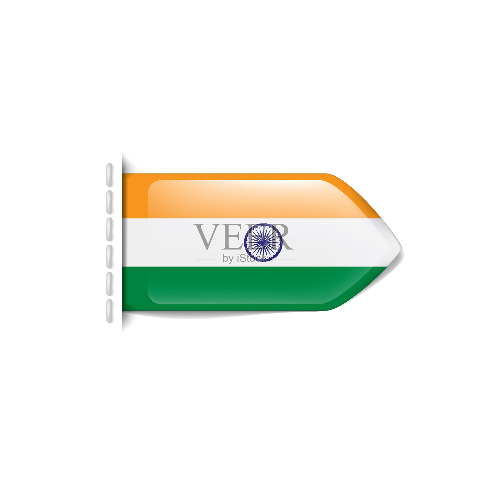 印度国旗，矢量插图在白色的背景插画图片素材