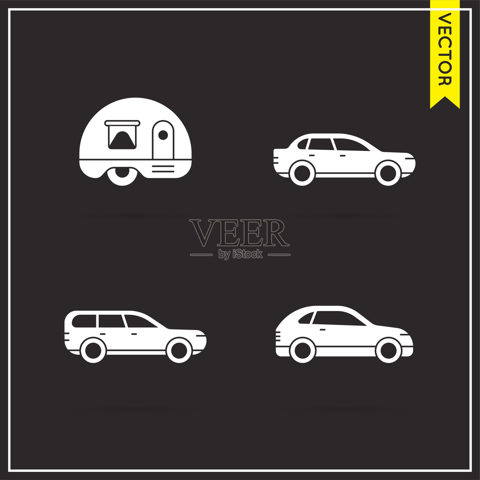 一组向量汽车图标插画图片素材