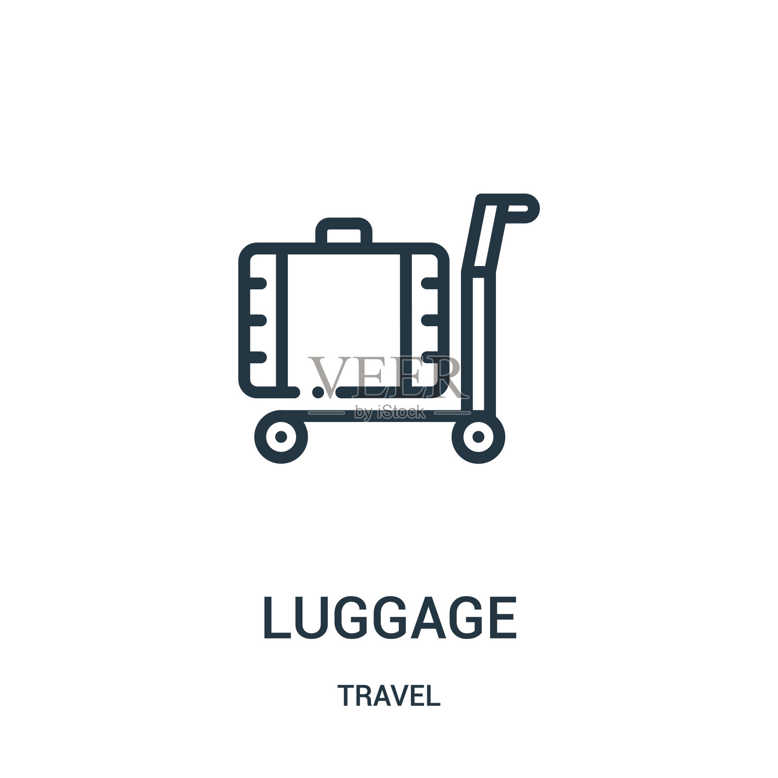 行李图标向量从旅行收集。细线行李轮廓图标矢量插图。线性符号用于网络和移动应用程序，标志，印刷媒体。图标素材