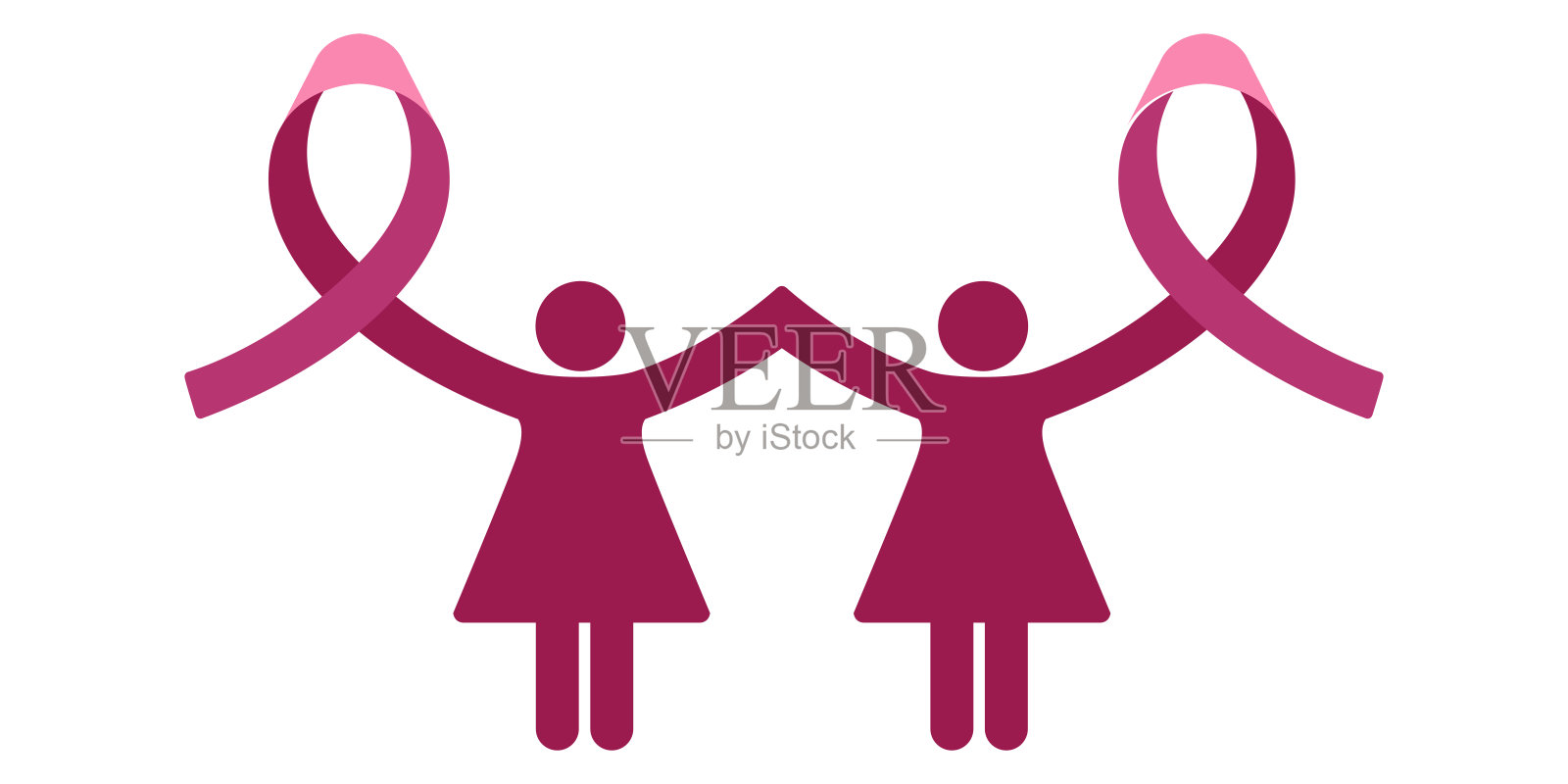 孤立的粉红色缎带。乳腺癌防治运动插画图片素材