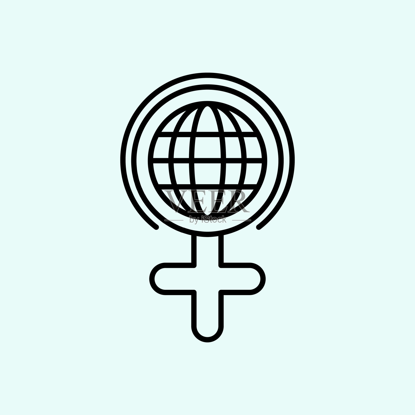妇女节，金星，标志，地球网格图标。女权主义元素的移动概念和网页应用图标。轮廓，细线图标，用于网站设计和开发，应用程序插画图片素材