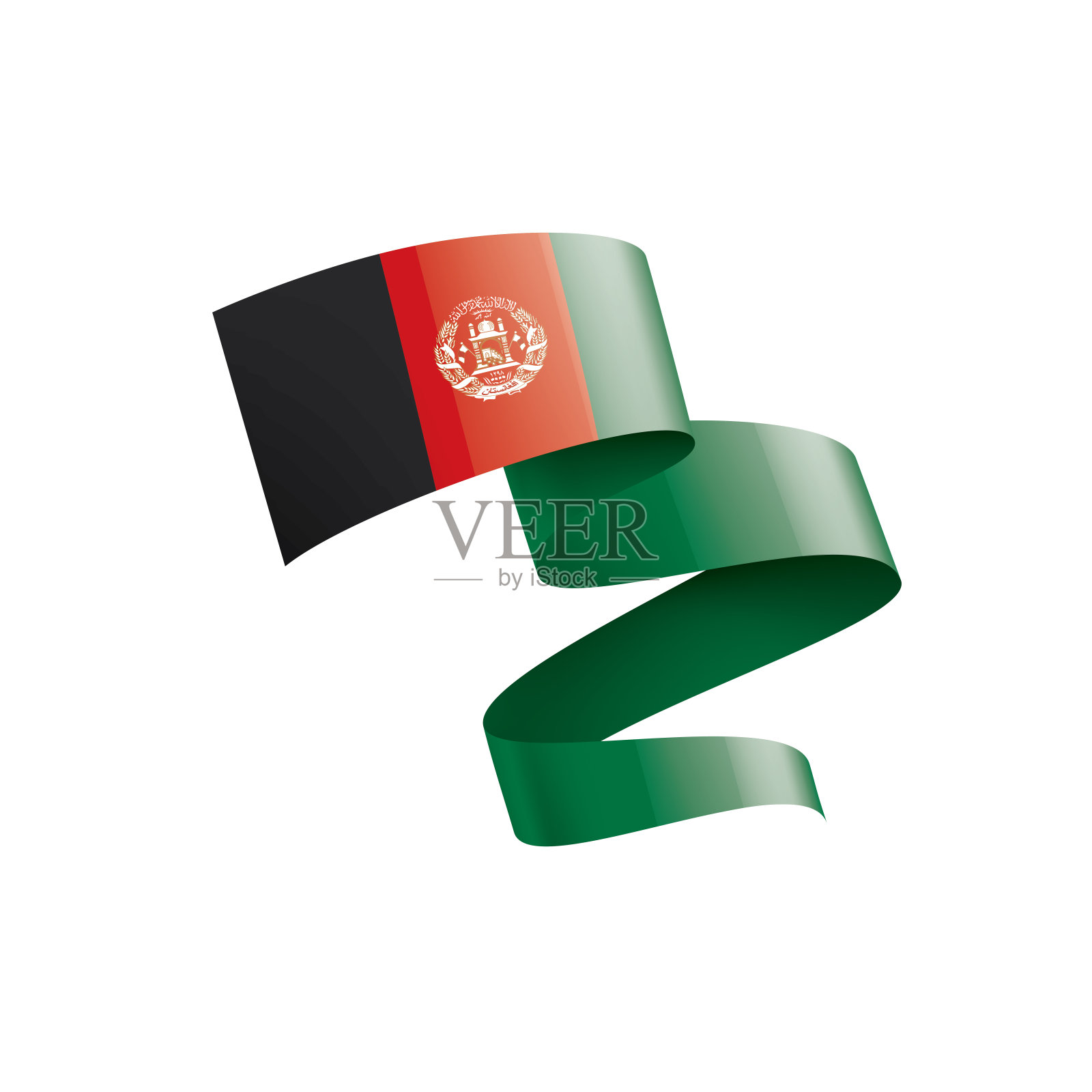 阿富汗国旗，白色背景上的矢量插图插画图片素材