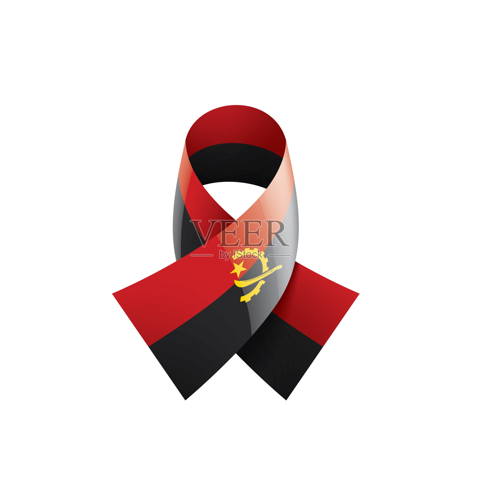 安哥拉国旗，白色背景矢量插图插画图片素材