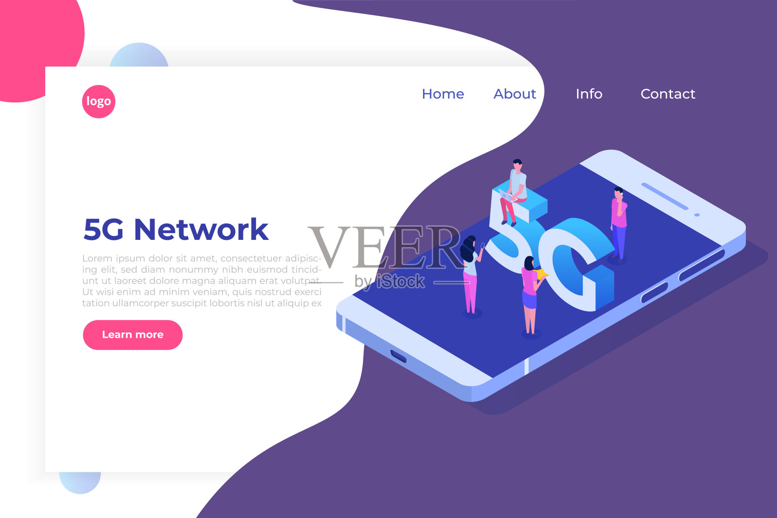 5G网络无线系统，高速移动互联网等距概念。矢量图插画图片素材