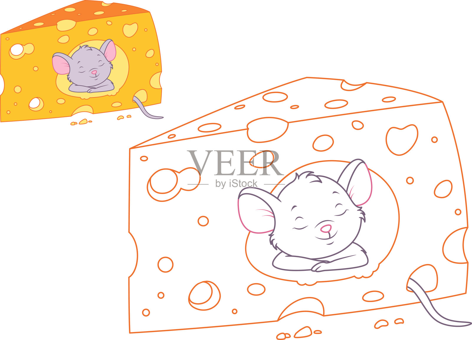 老鼠睡在奶酪里设计元素图片