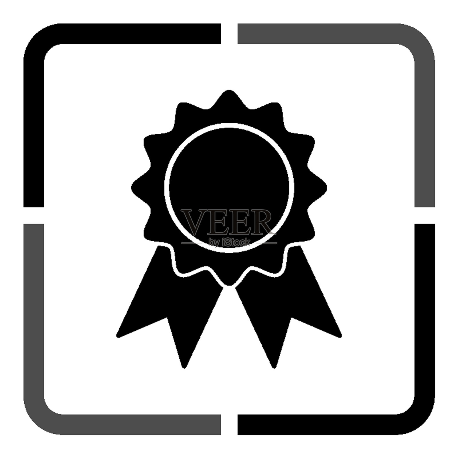 带丝带的徽章-黑色矢量图标插画图片素材