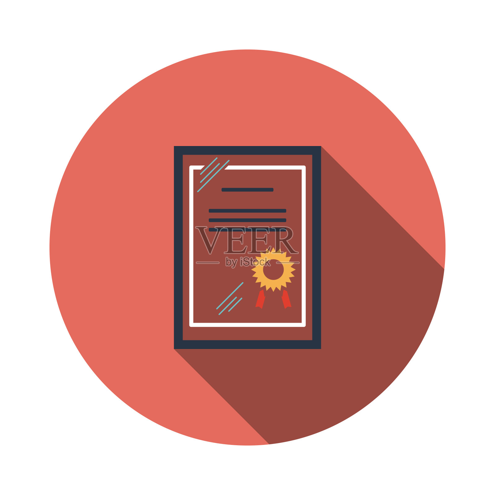 玻璃图标下的证书插画图片素材