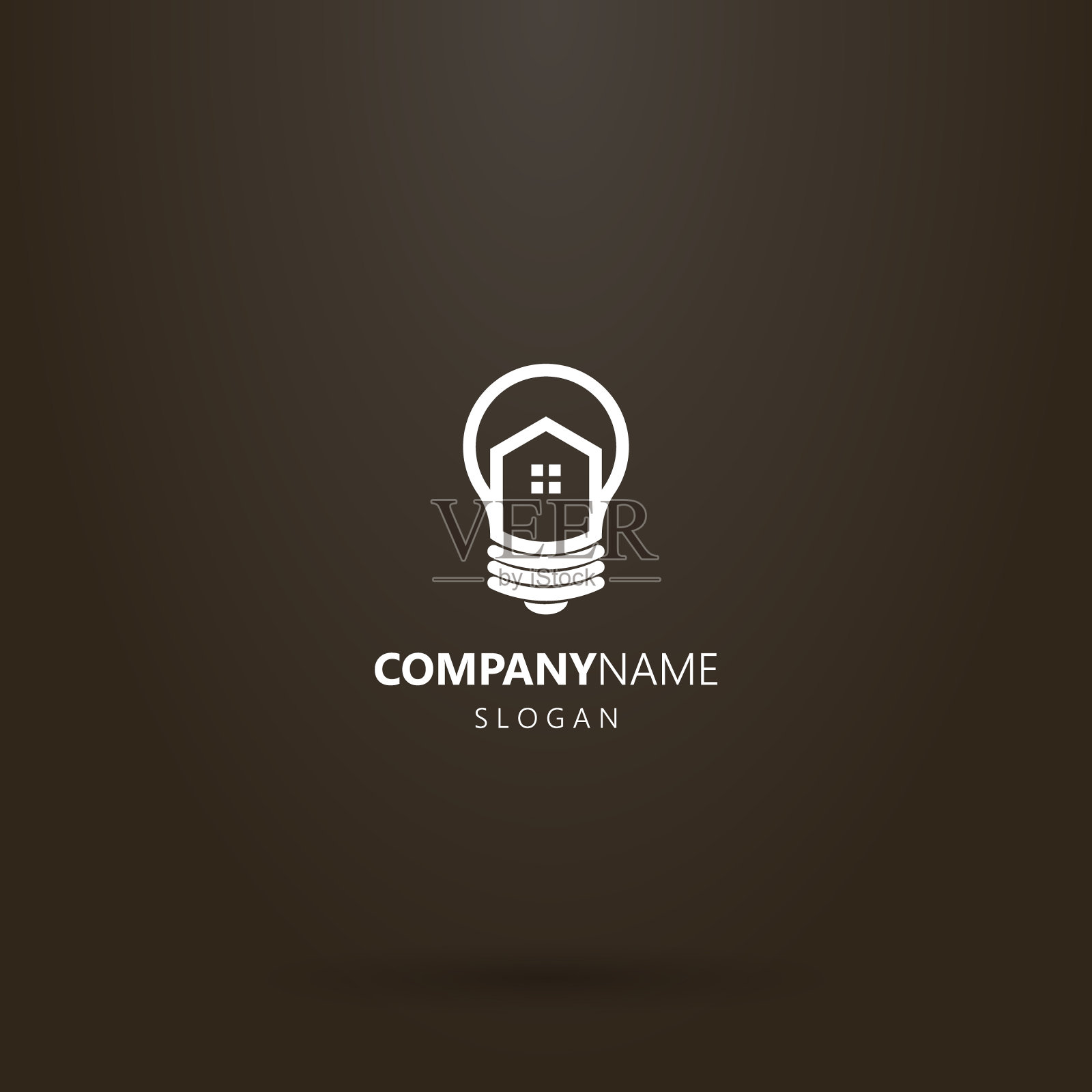 矢量线艺术标志的房子在一个灯泡插画图片素材