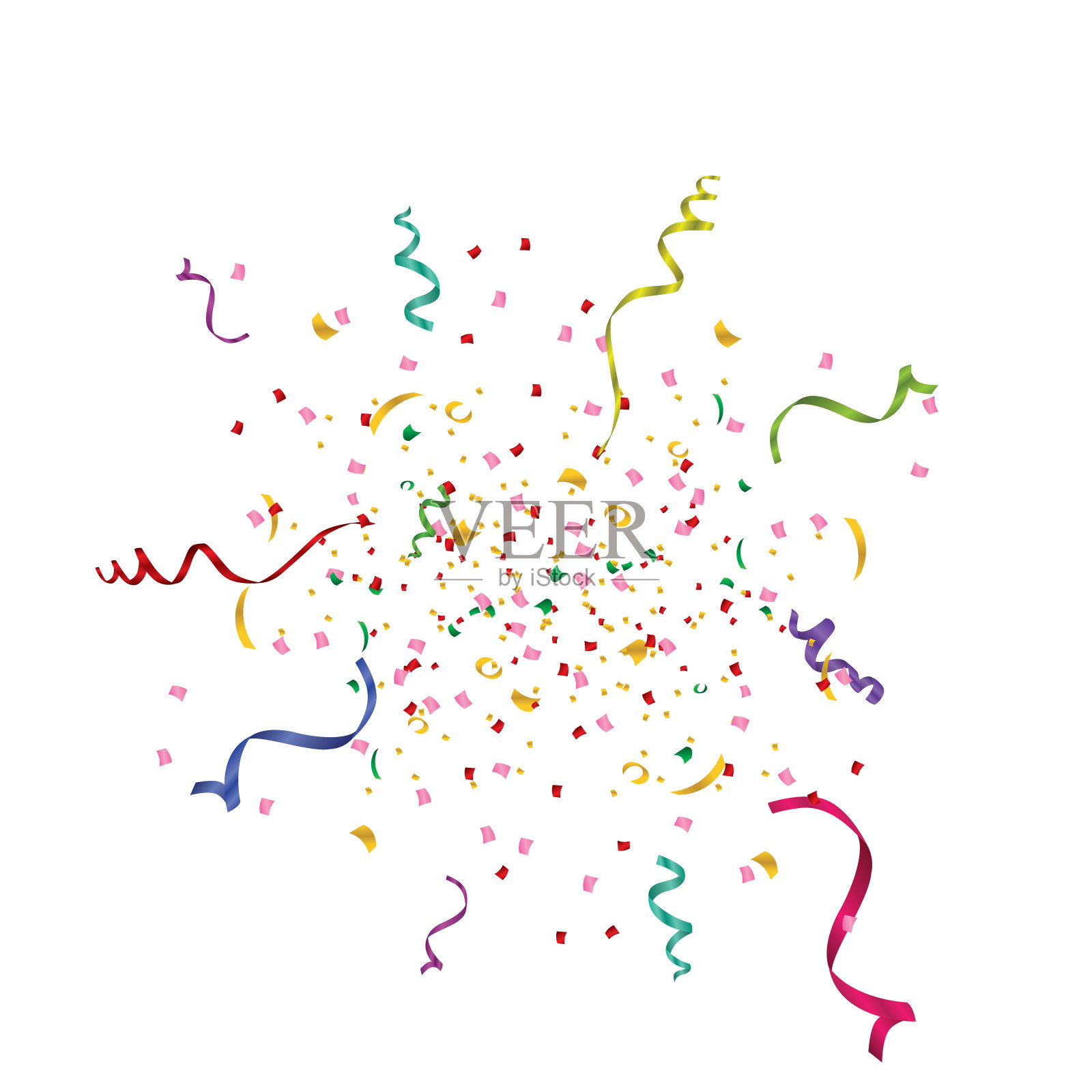 鲜艳的五彩纸屑孤立在透明的背景。节日的矢量图插画图片素材