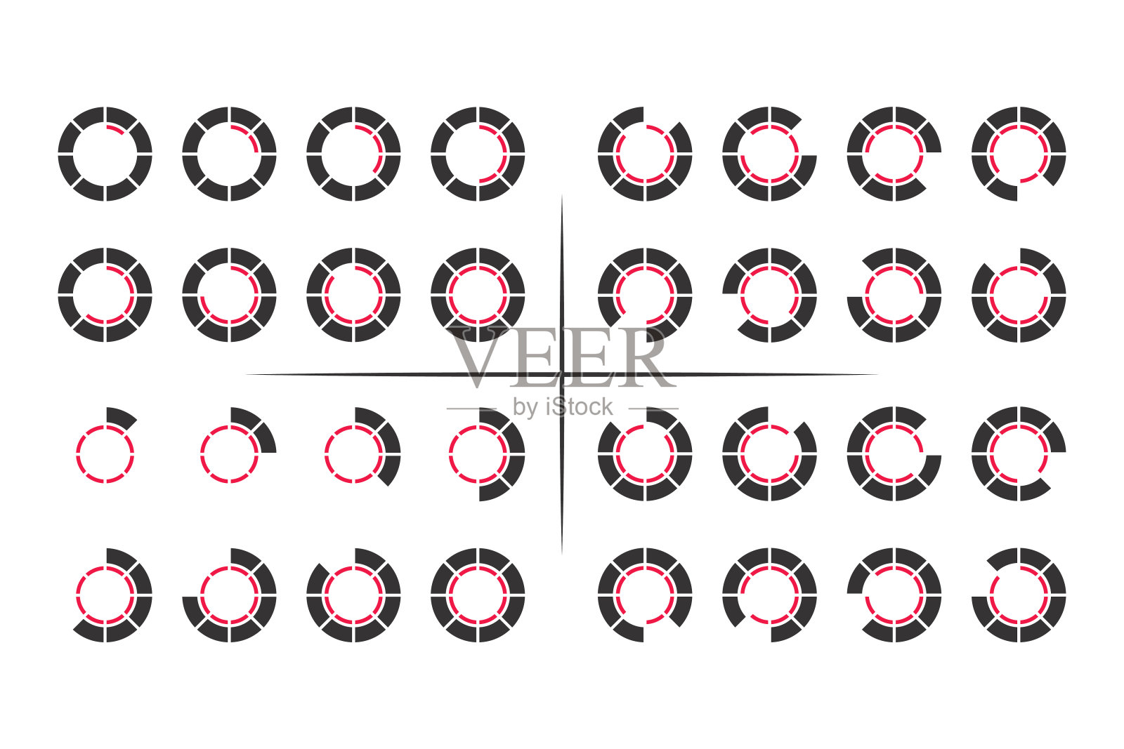 网页和移动应用的圆形加载条元素的向量集合插画图片素材