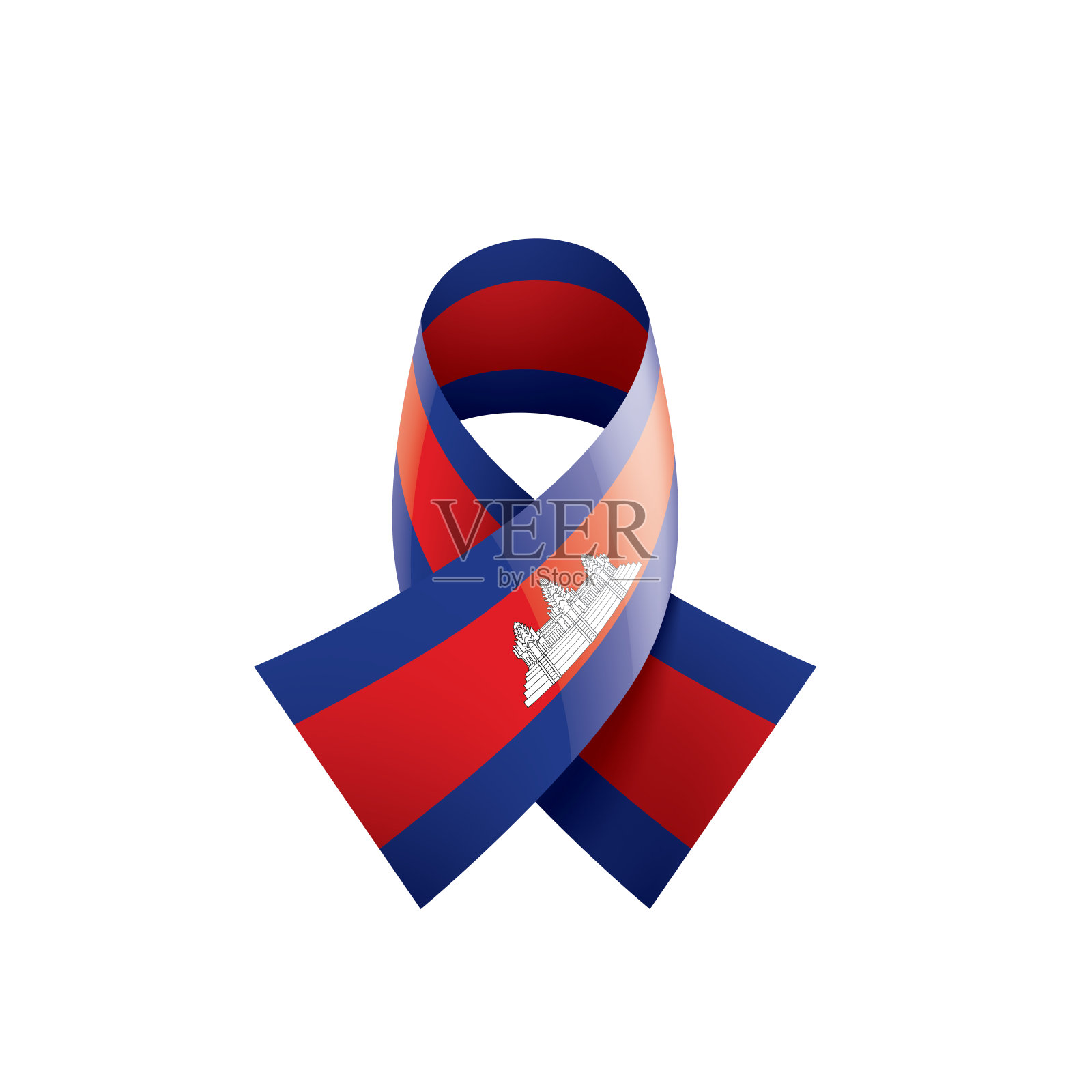 柬埔寨国旗，矢量插图在白色的背景插画图片素材