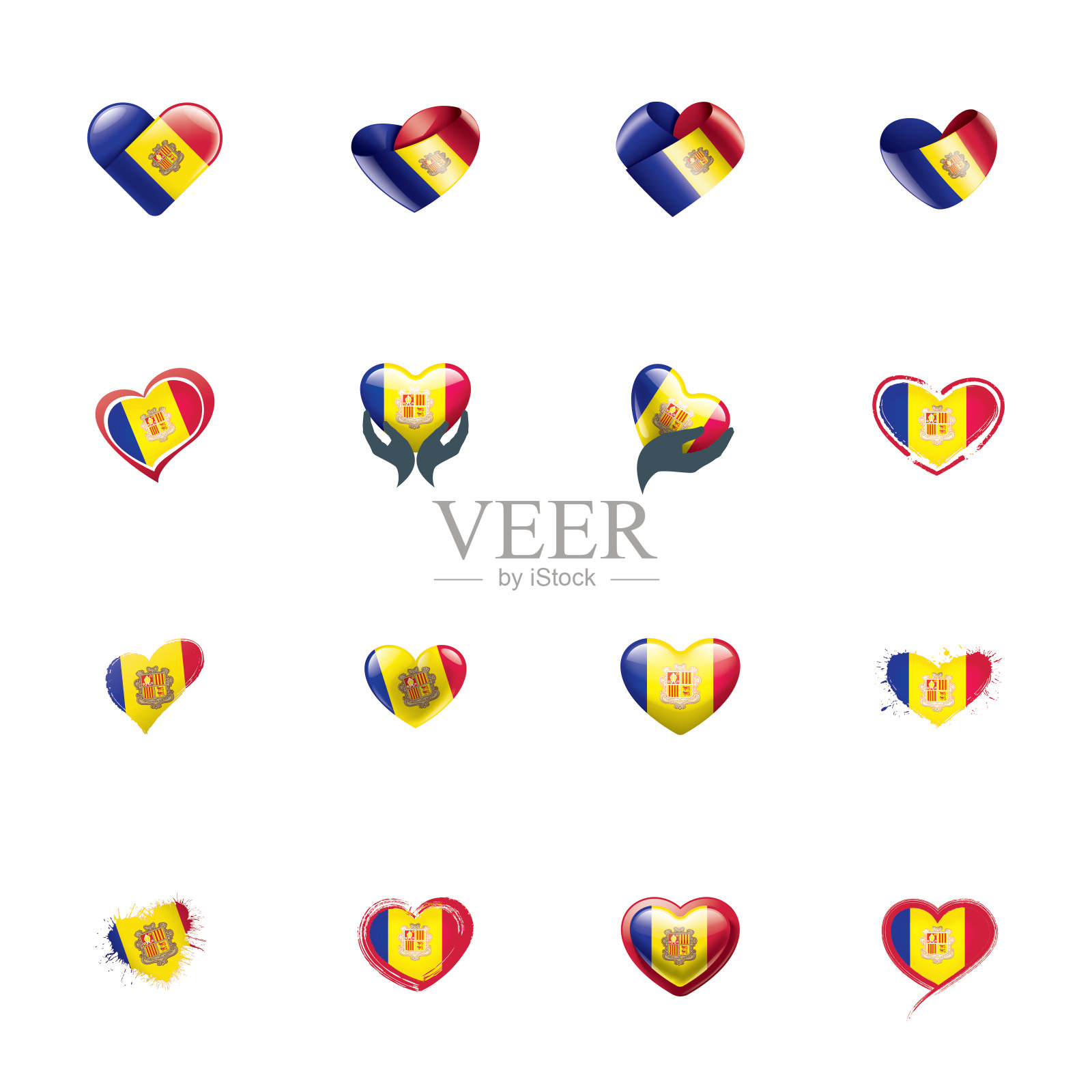 安道尔旗，矢量插图上的白色背景插画图片素材