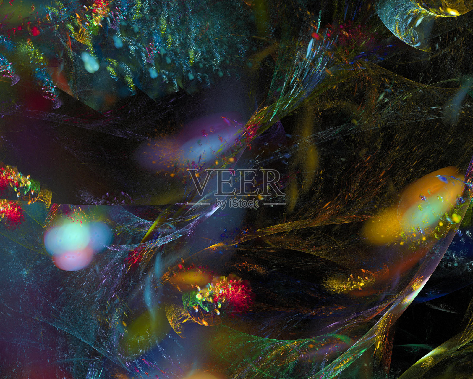 抽象数字分形，幻想设计想象力点缀照片摄影图片