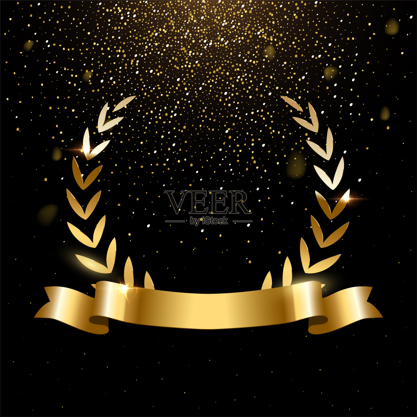 现实的金色桂冠与文本空间插画图片素材