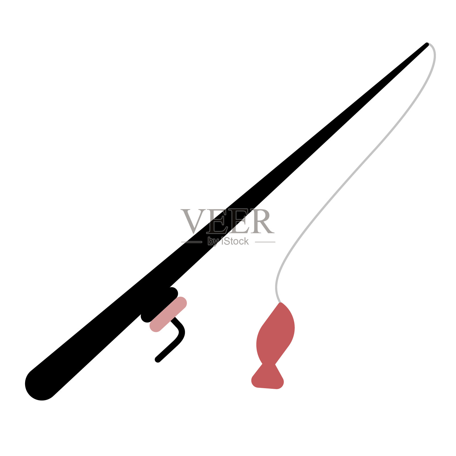 鱼竿平面插图上的白色插画图片素材