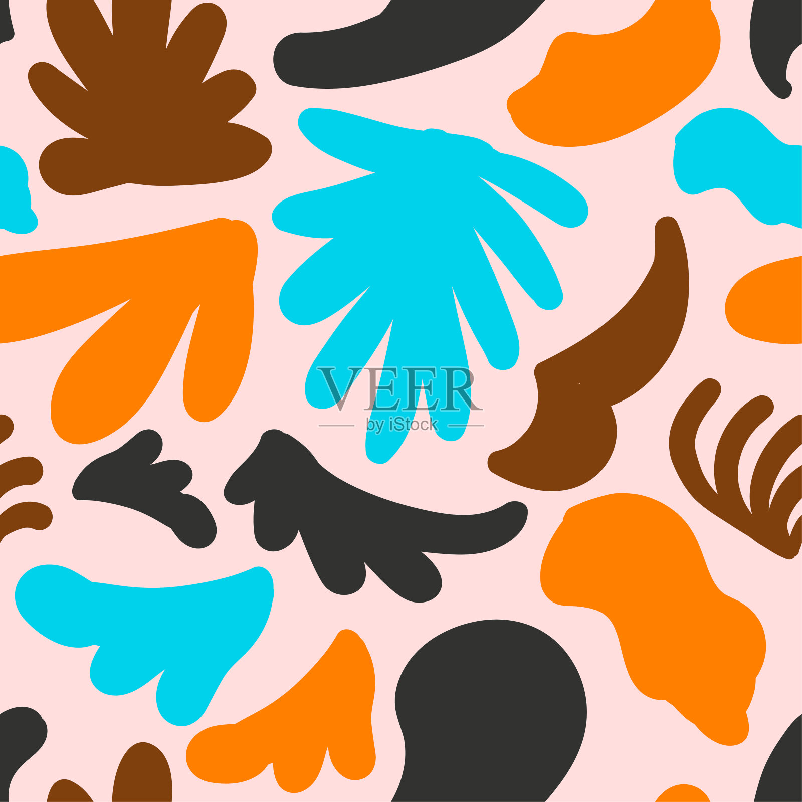 抽象的人物蓝色和棕色的颜色上的浅粉色插画图片素材