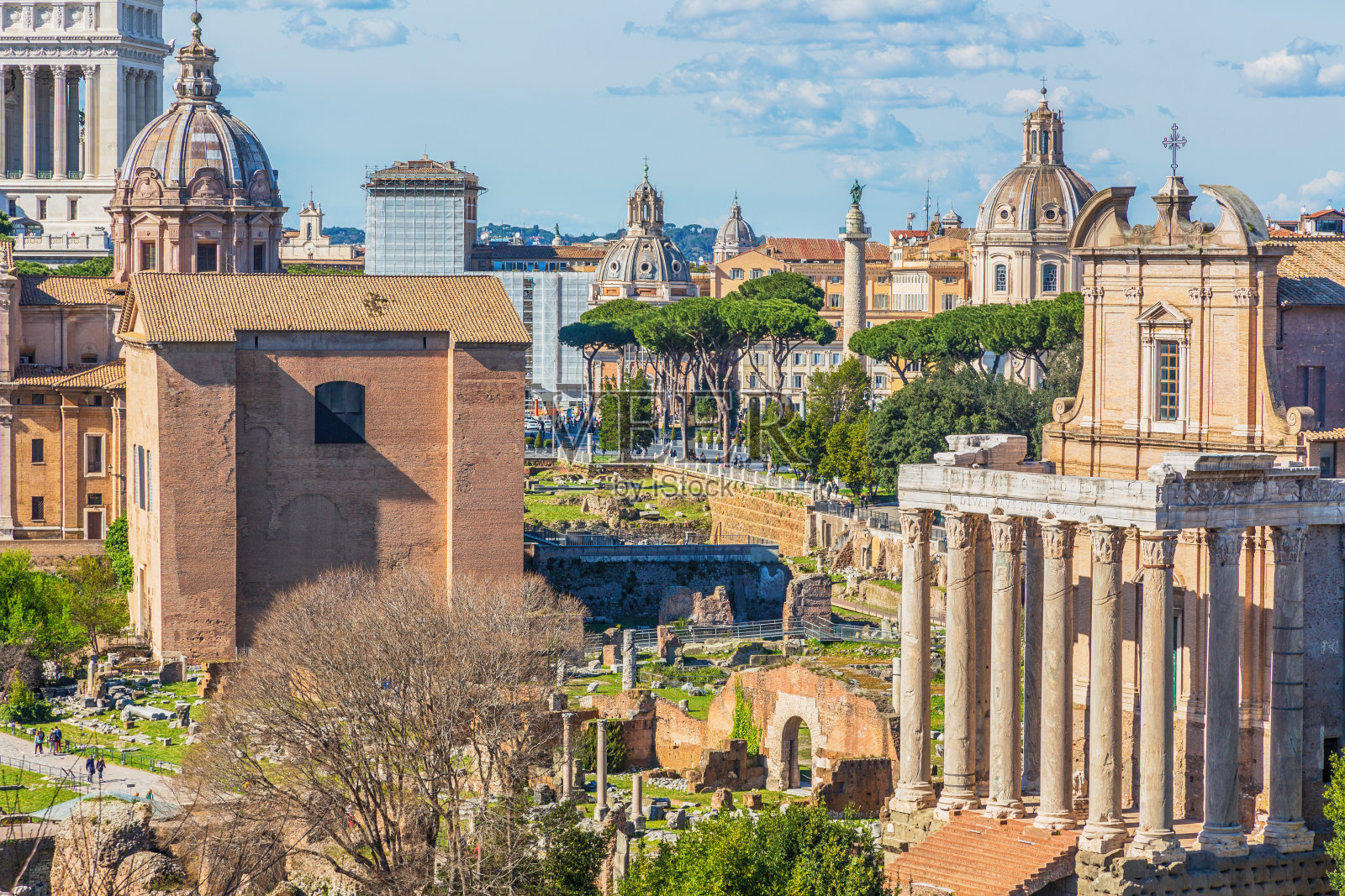 意大利罗马斗兽场和古罗马广场的风景。照片摄影图片