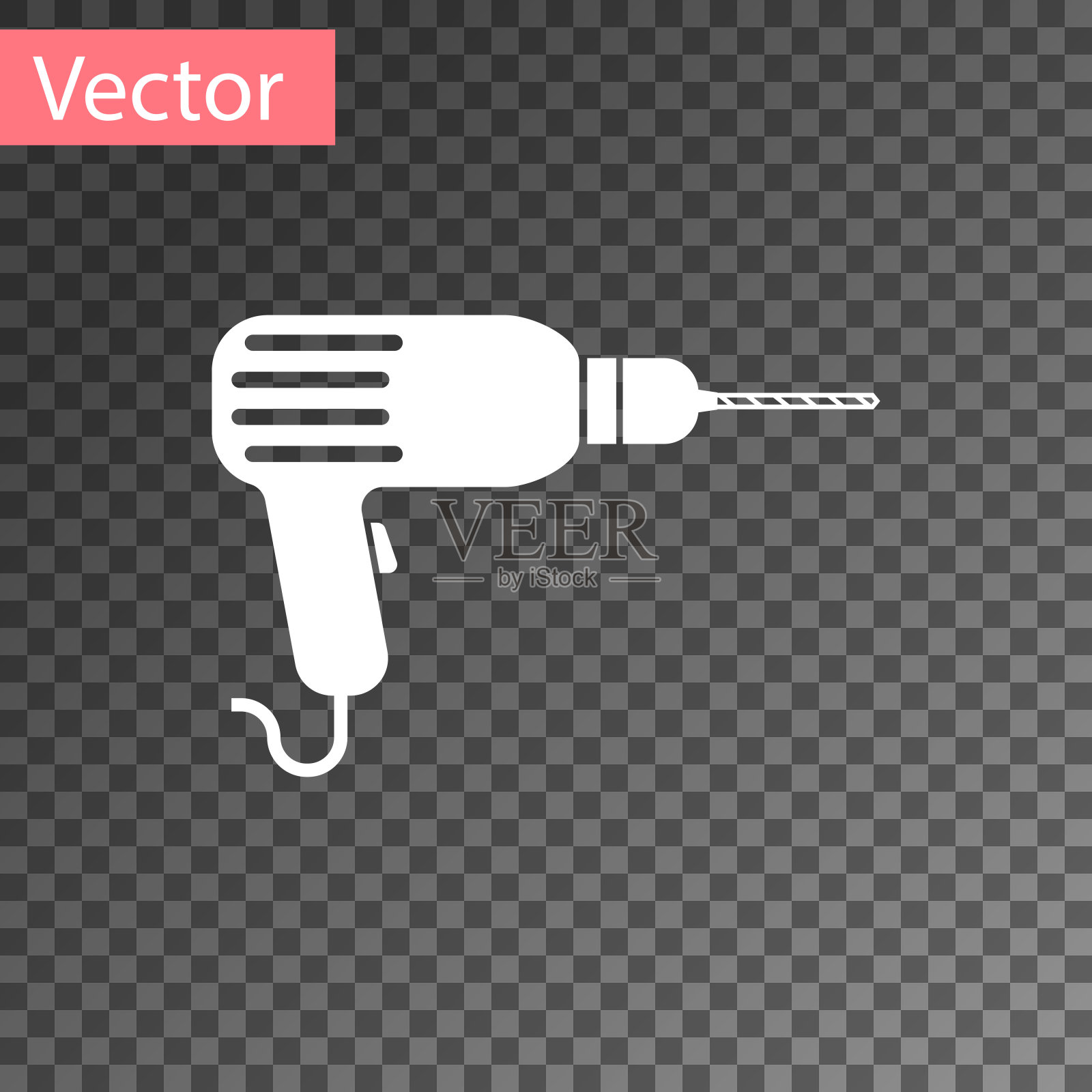 白色钻机图标孤立在透明的背景。矢量图插画图片素材