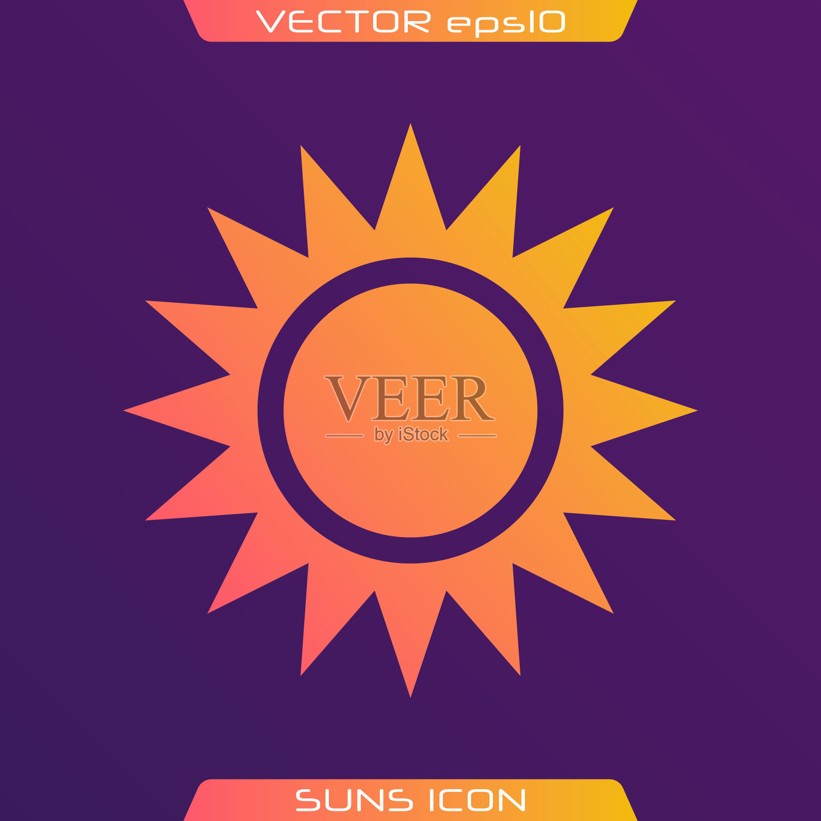 平坦的太阳图标。插画图片素材