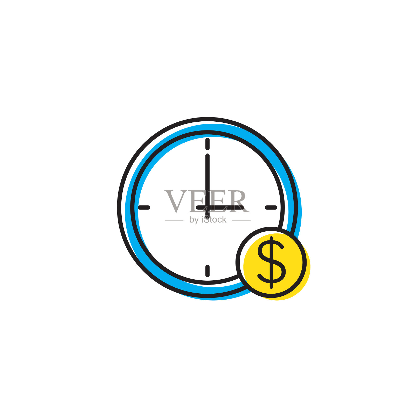 时间是孤立在白色背景上的金钱矢量图标插画图片素材