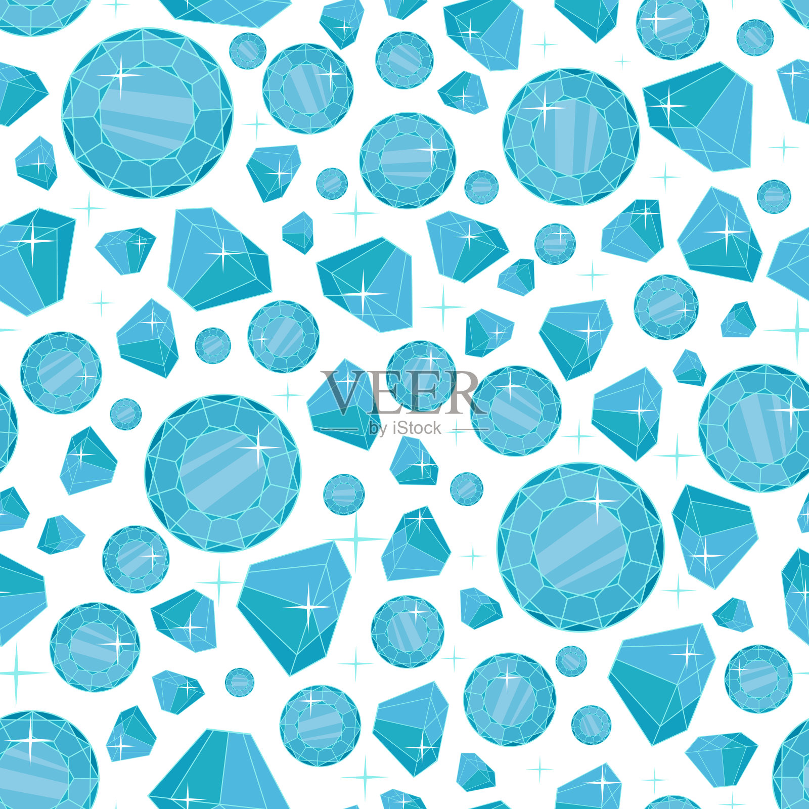 无缝模式与不同大小的钻石。插画图片素材