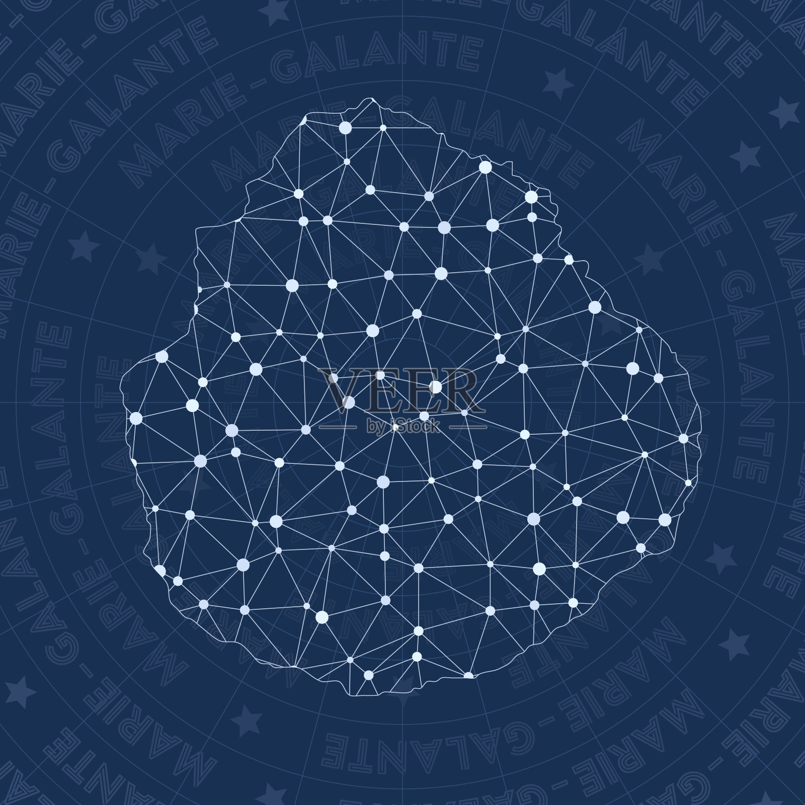 玛丽-加兰特网，星座式岛屿地图。插画图片素材