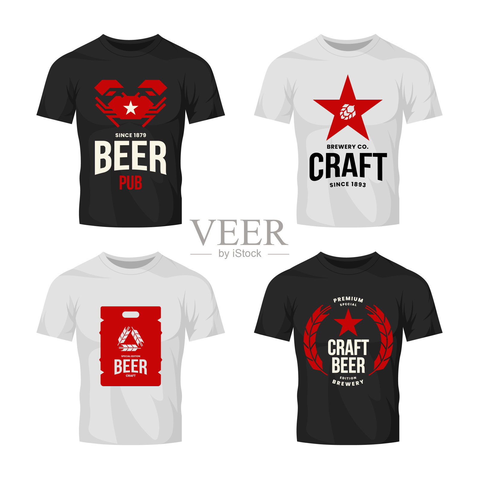 现代工艺啤酒饮料矢量符号标志的酒吧，酒吧，商店，啤酒厂或啤酒厂t恤模拟捆绑。插画图片素材