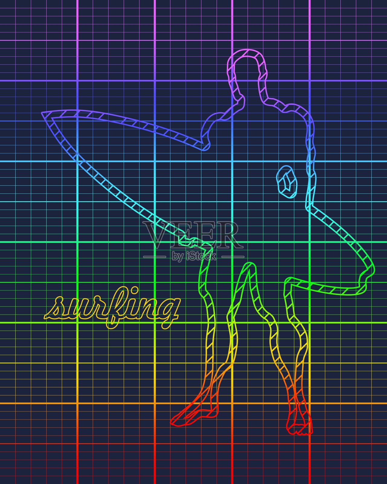 一个人站在冲浪板上插画图片素材