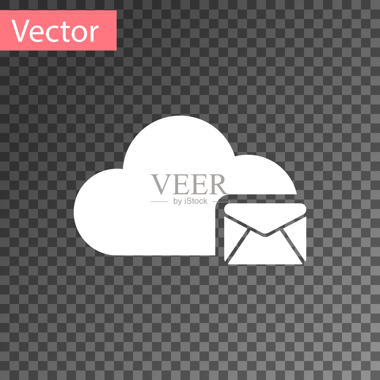 白云邮件服务器图标隔离在透明的背景。云服务器托管电子邮件。在线信息服务。邮箱的迹象。矢量图图标素材