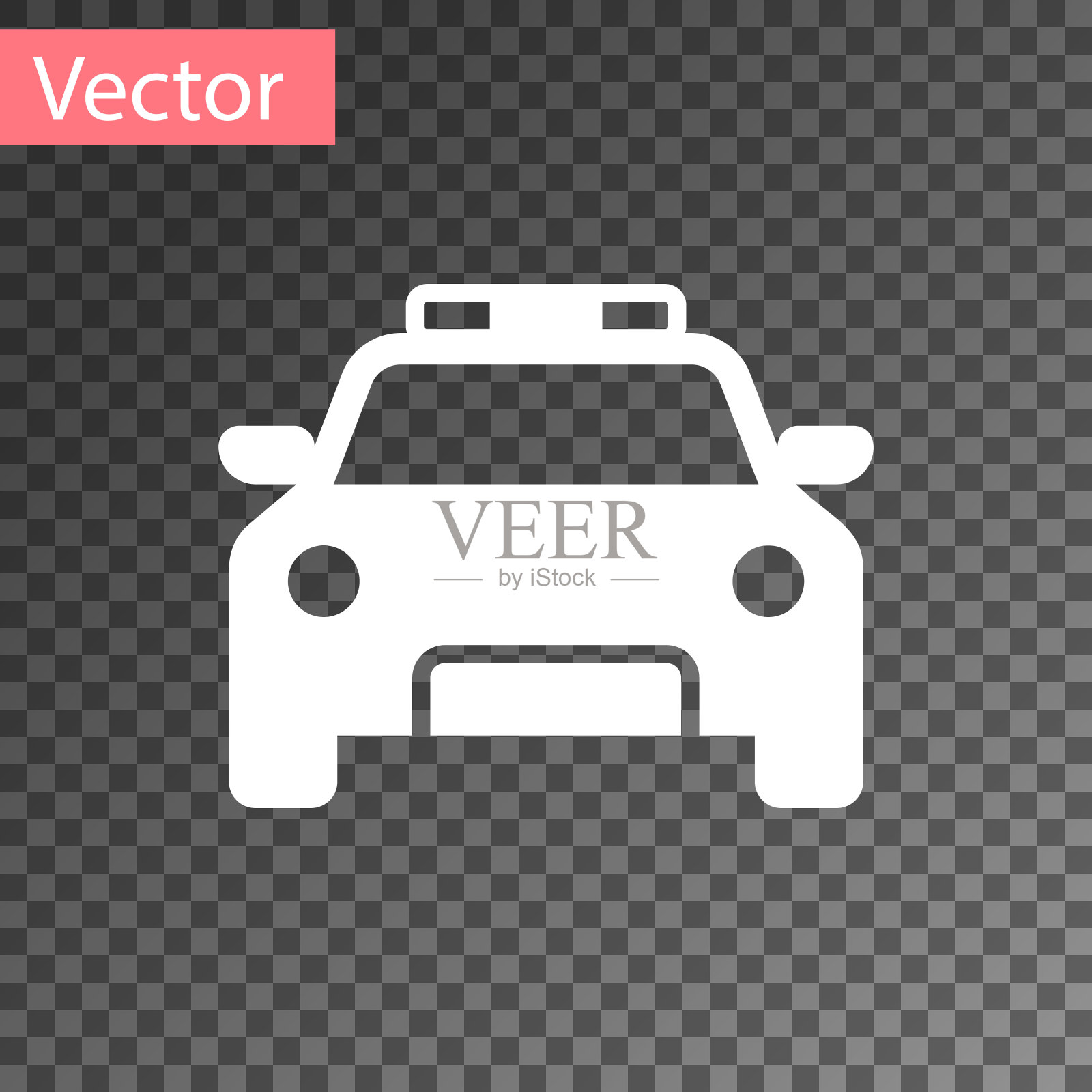 白色警车和警察闪光图标隔离在透明的背景。紧急闪光警报。矢量图插画图片素材