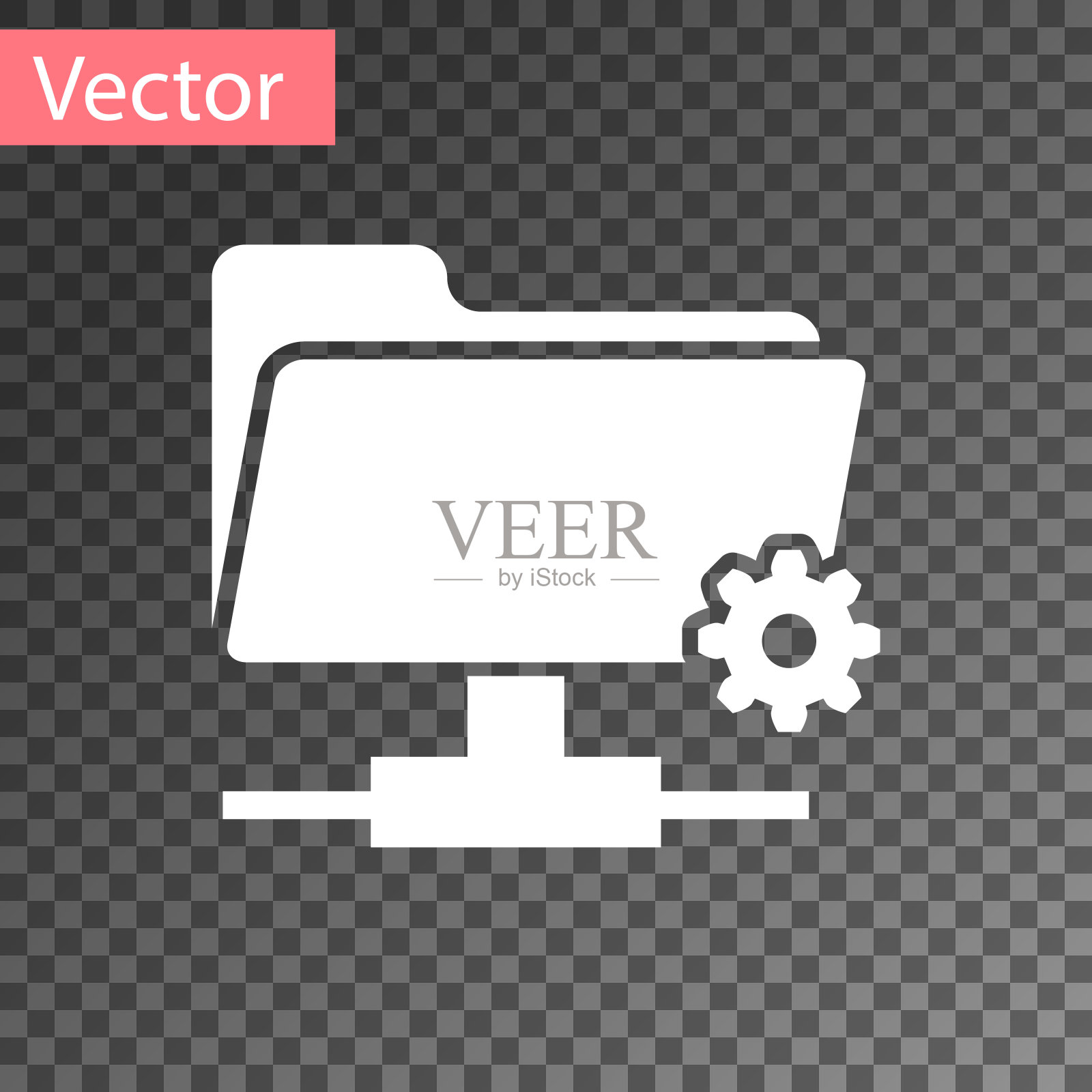 白色FTP设置文件夹图标上透明的背景。软件更新的概念，传输协议，路由器，团队工具管理，复制过程。矢量图图标素材